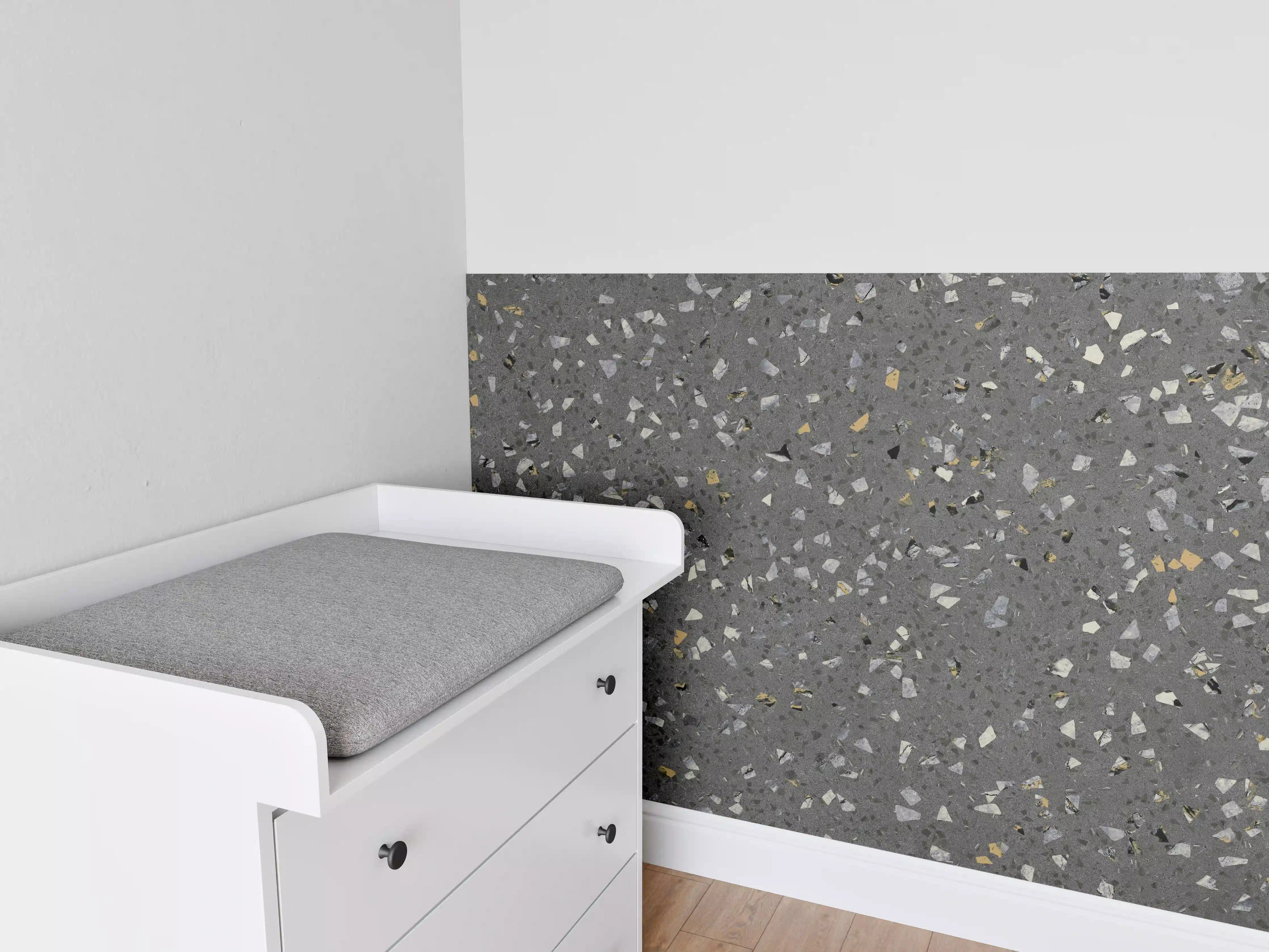 Babyzimmer Wandgestaltung - Gräuliches Wandmuster - Marmor
