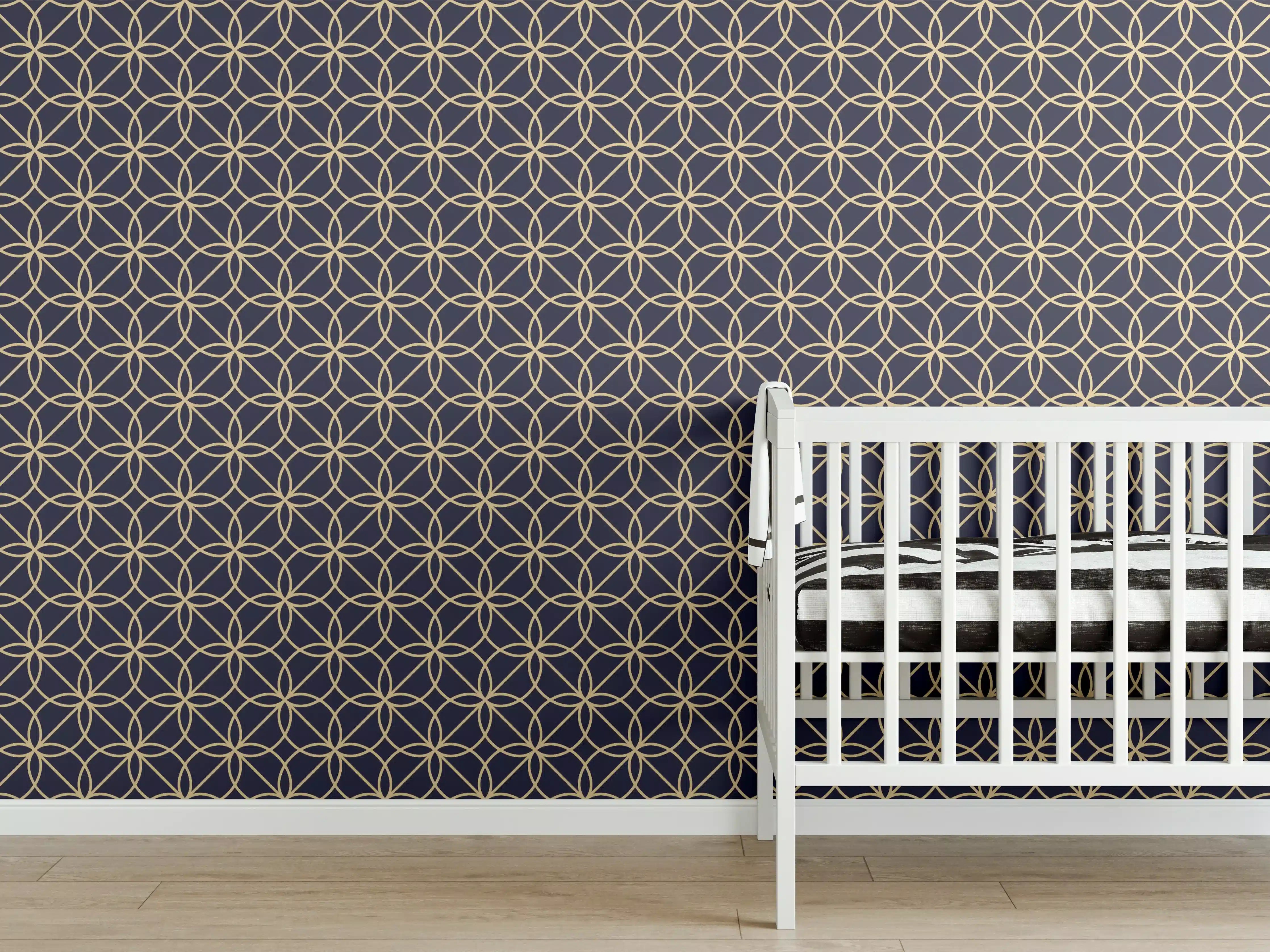 Babyzimmer Wandgestaltung - Grafisches Muster in Dunkelblau