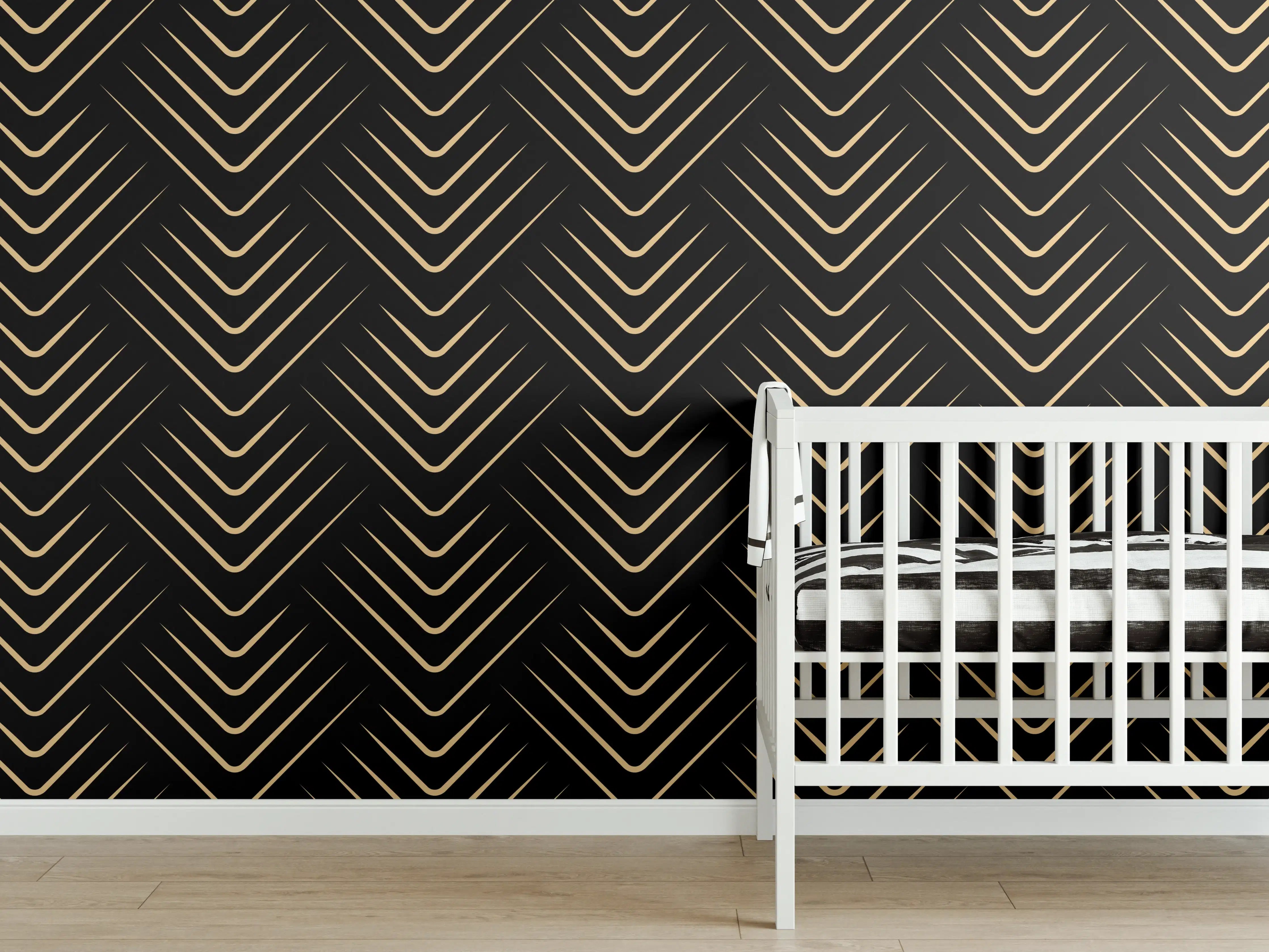 Babyzimmer Wandgestaltung - Grafisches Schwarz-Muster