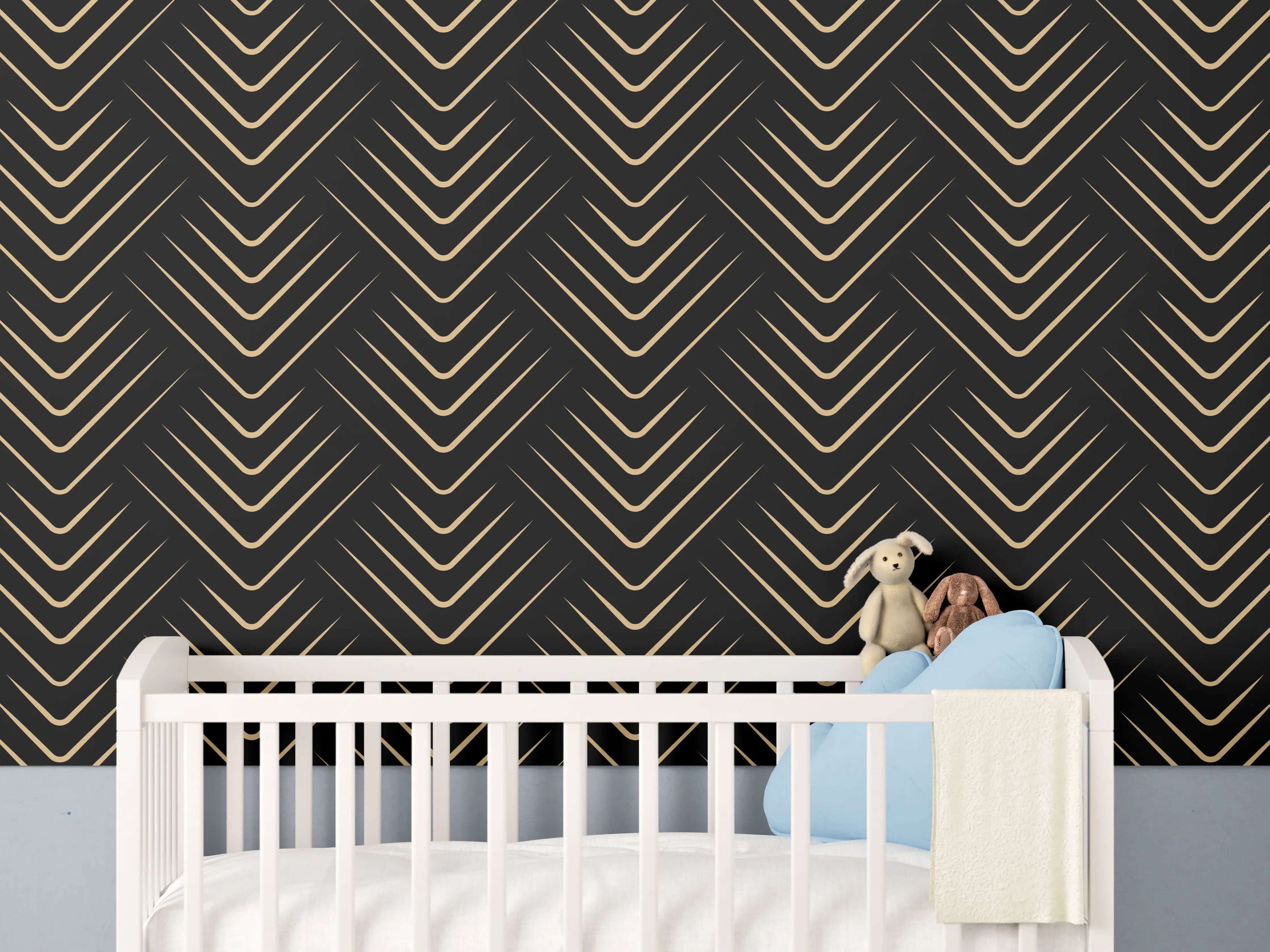 Babyzimmer Wandgestaltung - Grafisches Schwarz-Muster