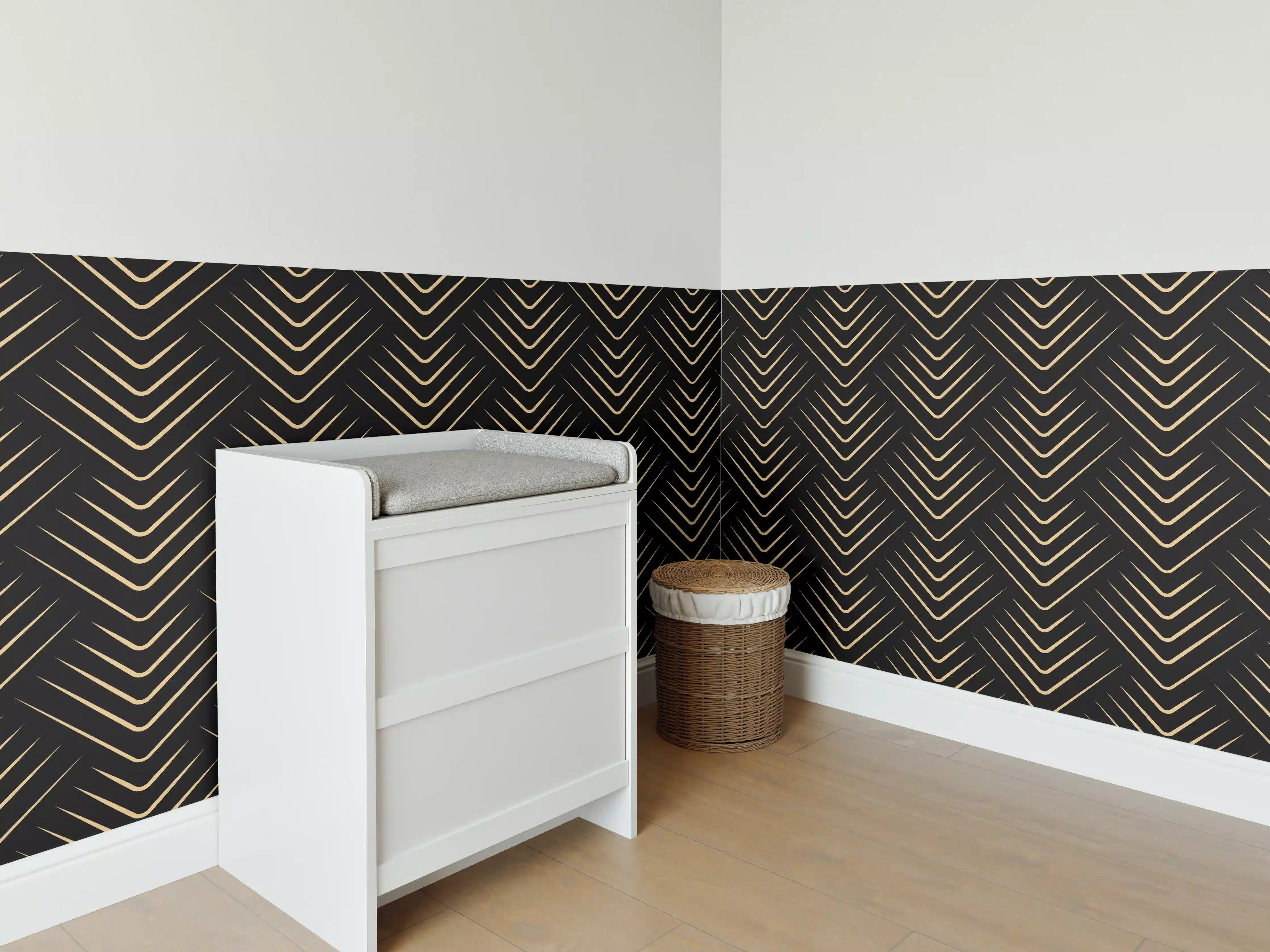 Babyzimmer Wandgestaltung - Grafisches Schwarz-Muster