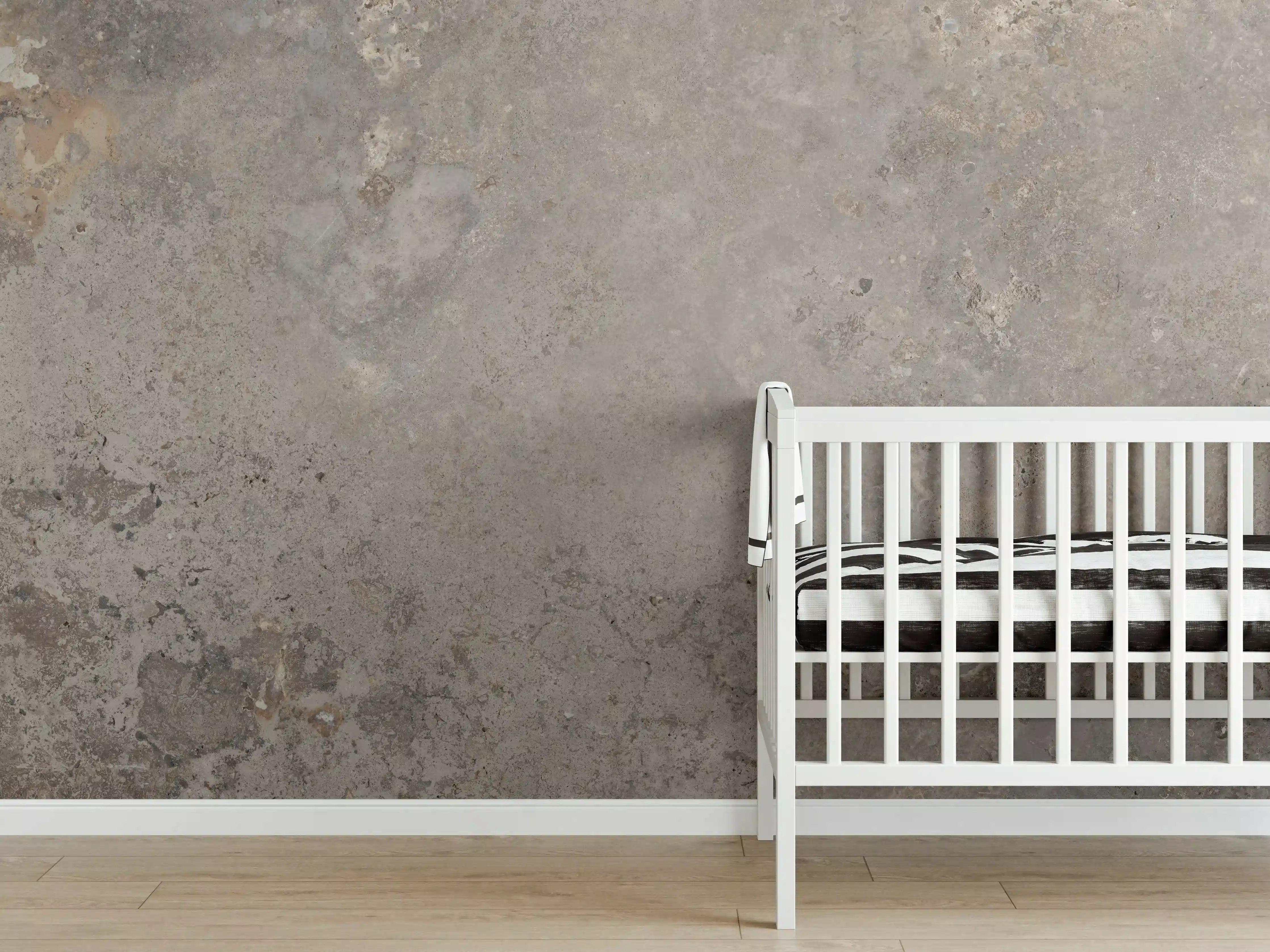 Babyzimmer Wandgestaltung - Grau-Braune Steinwand-Textur