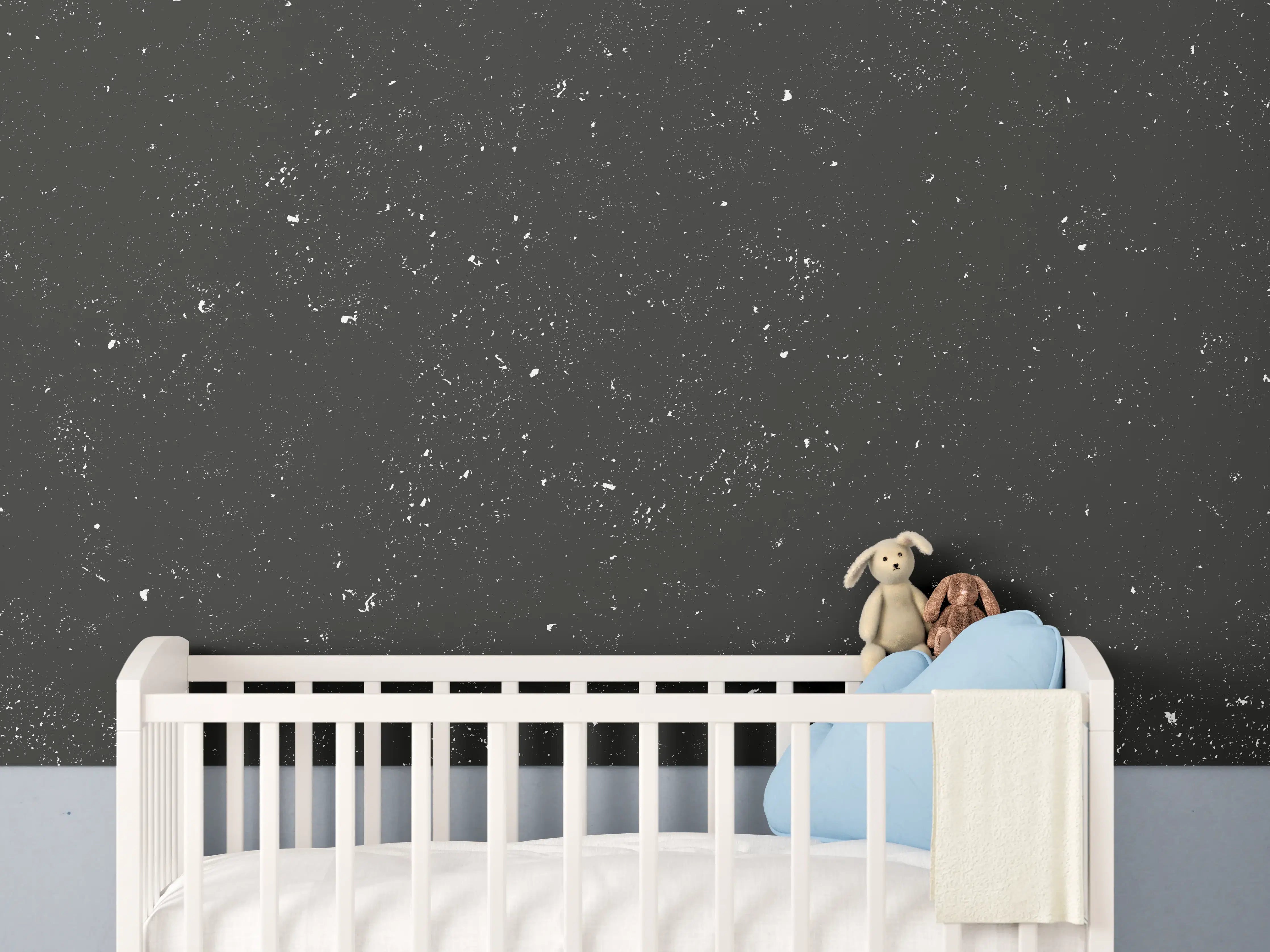 Babyzimmer Wandgestaltung - Grau-Schwarze Beton Riss-Textur