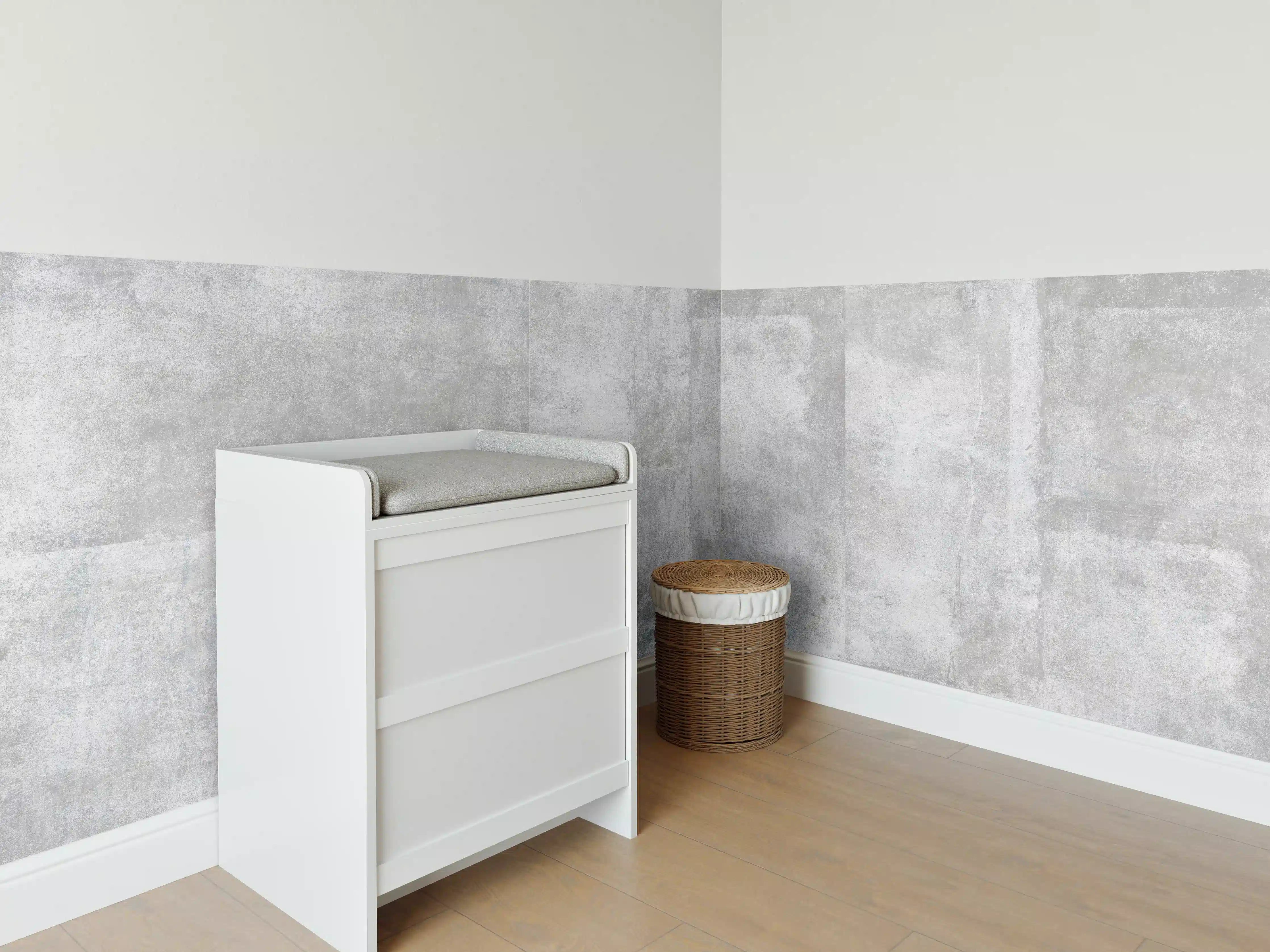 Babyzimmer Wandgestaltung - Grau-Weiße Zementwand Textur