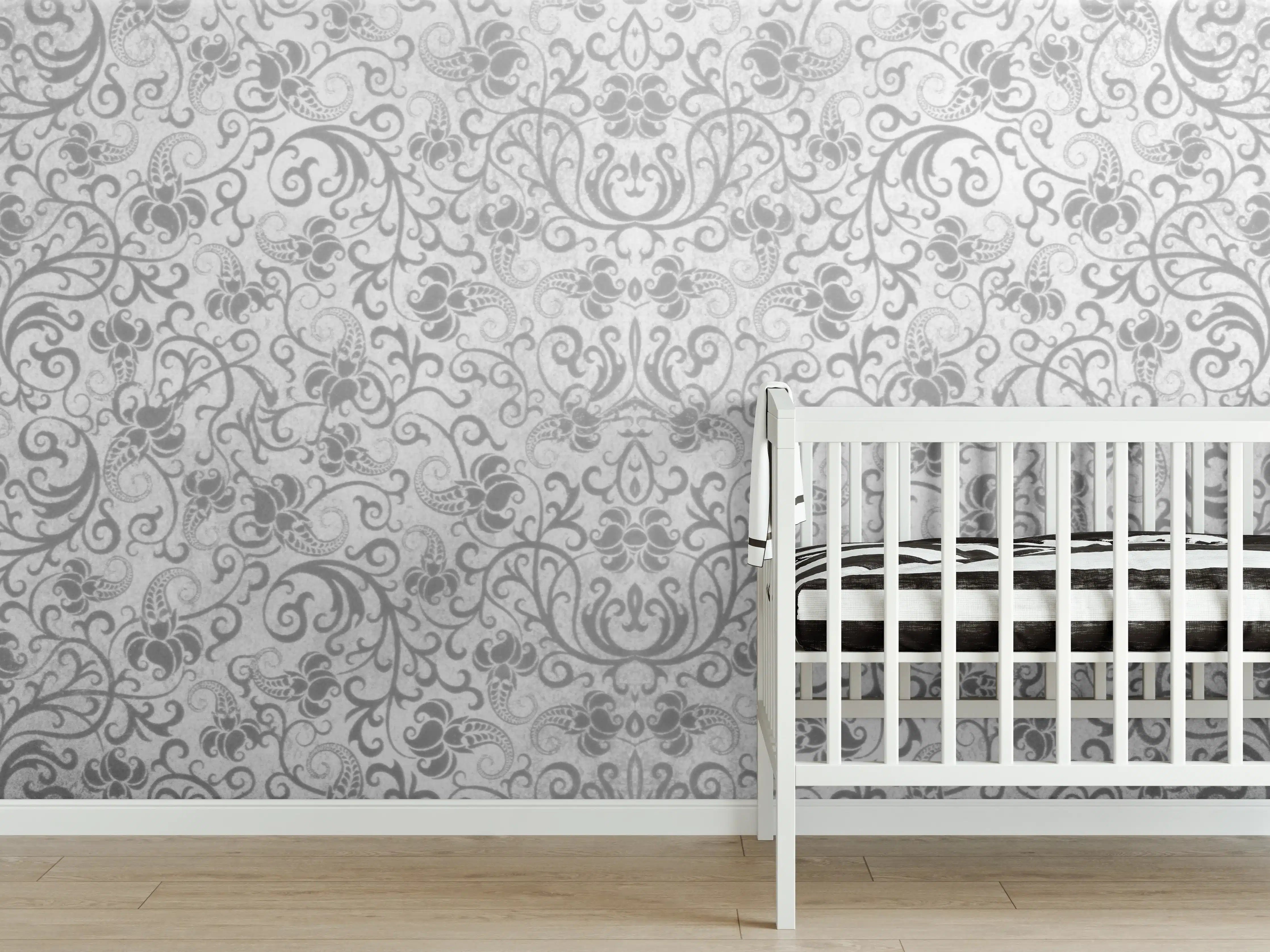 Babyzimmer Wandgestaltung - Grau-Weißes Vintage Fliesenmuster