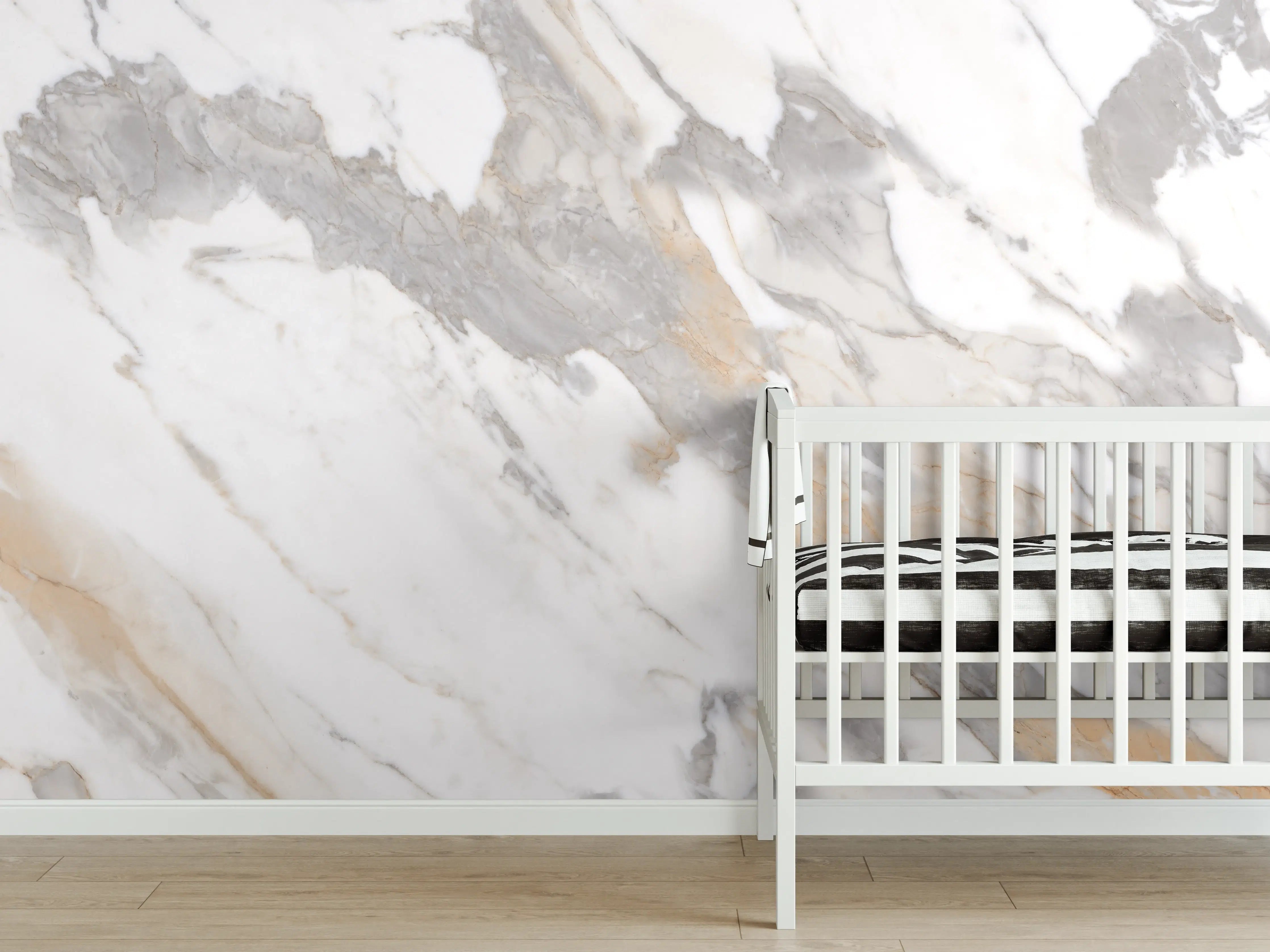 Babyzimmer Wandgestaltung - Grau-beiger abstrakter Marmor