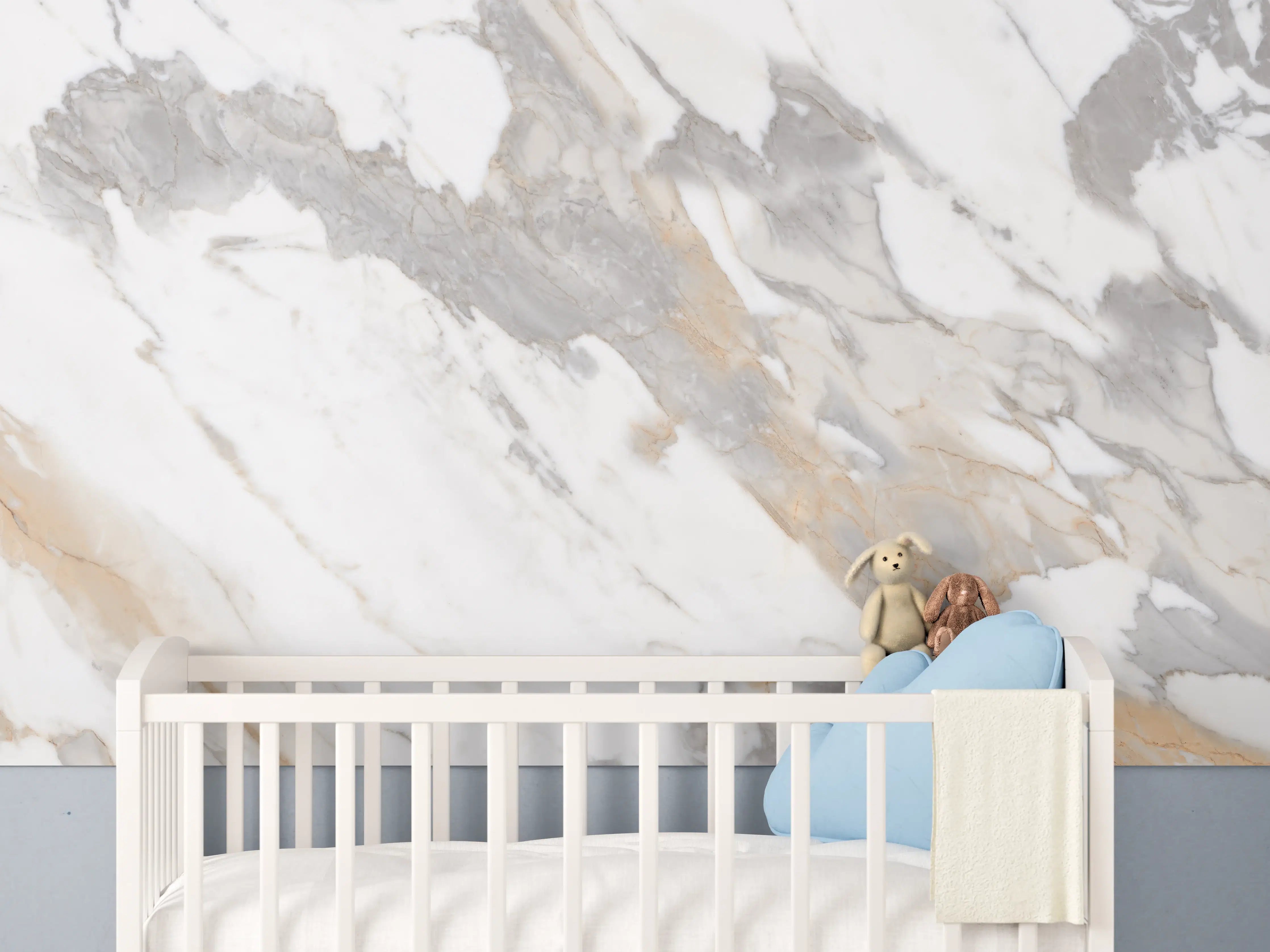 Babyzimmer Wandgestaltung - Grau-beiger abstrakter Marmor
