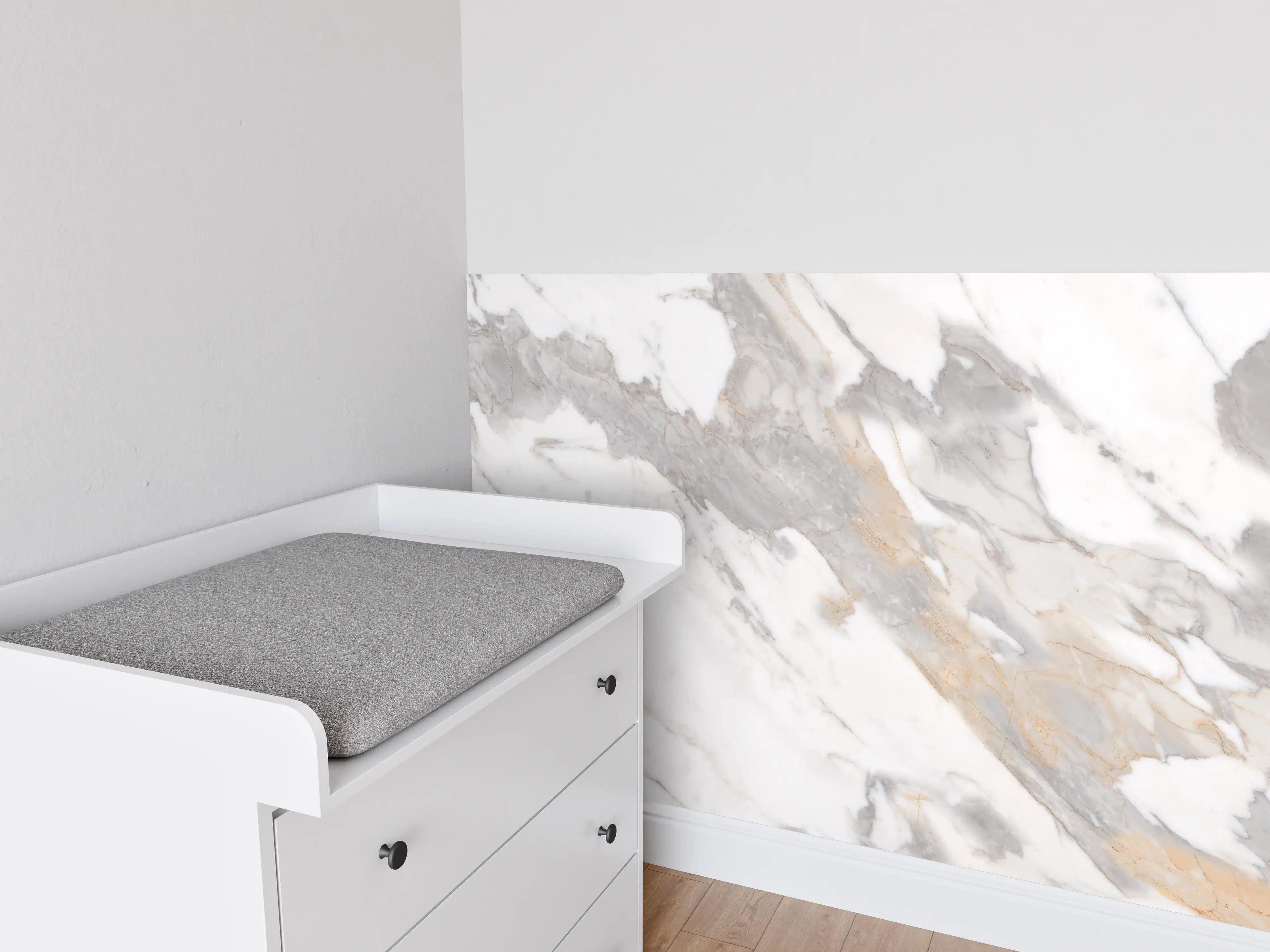 Babyzimmer Wandgestaltung - Grau-beiger abstrakter Marmor