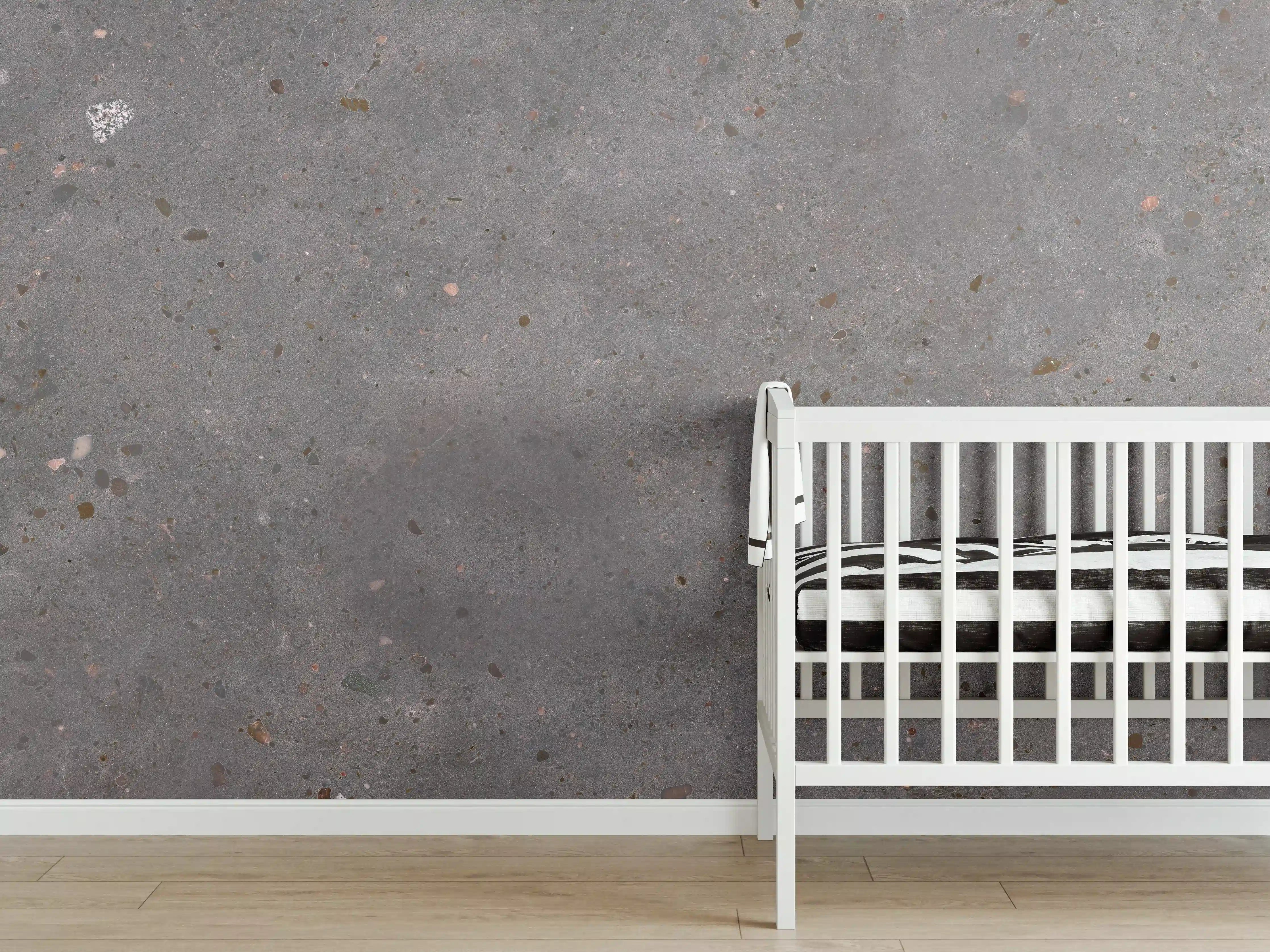 Babyzimmer Wandgestaltung - Grau-bunter Terrazzoboden