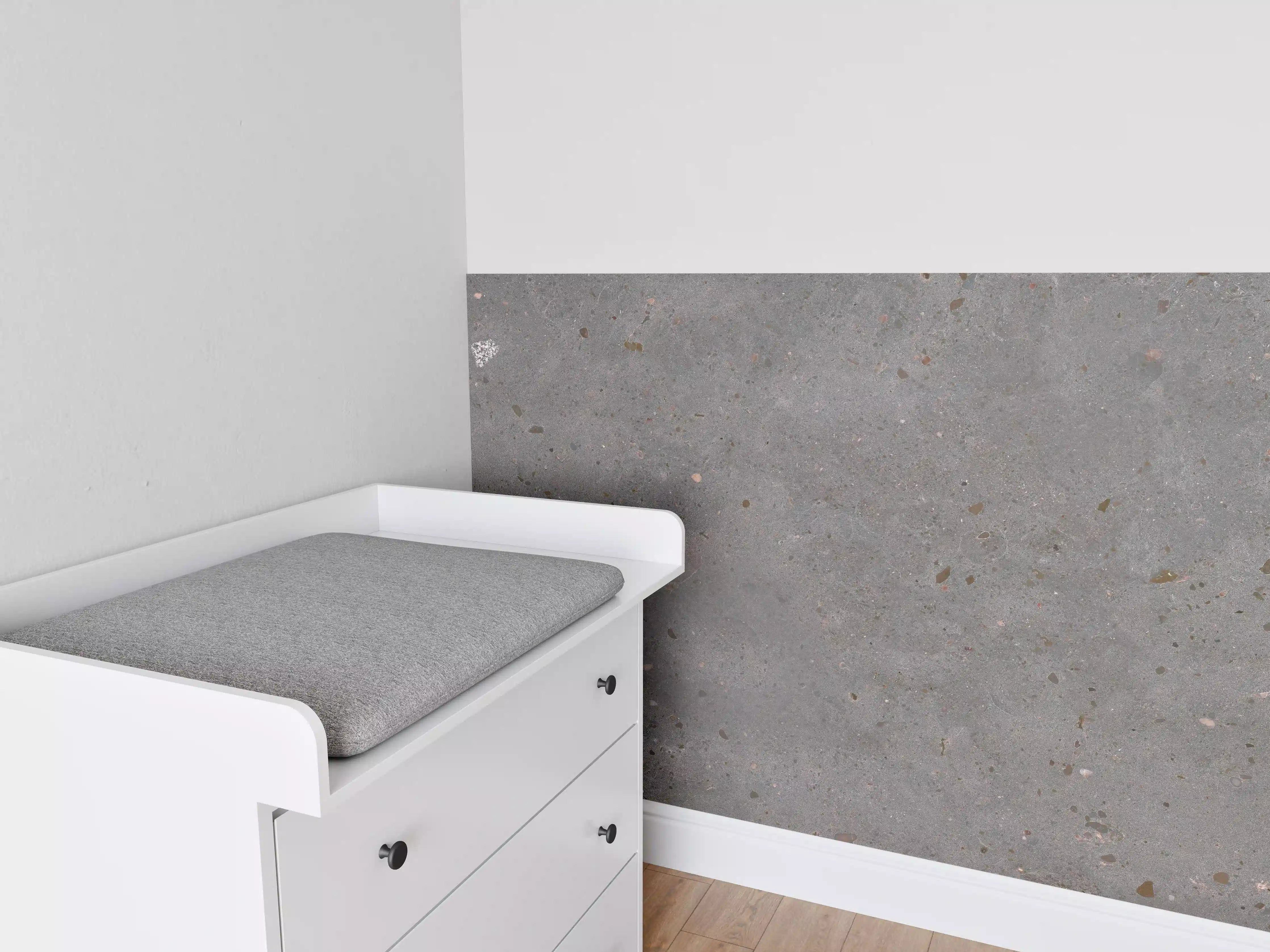 Babyzimmer Wandgestaltung - Grau-bunter Terrazzoboden