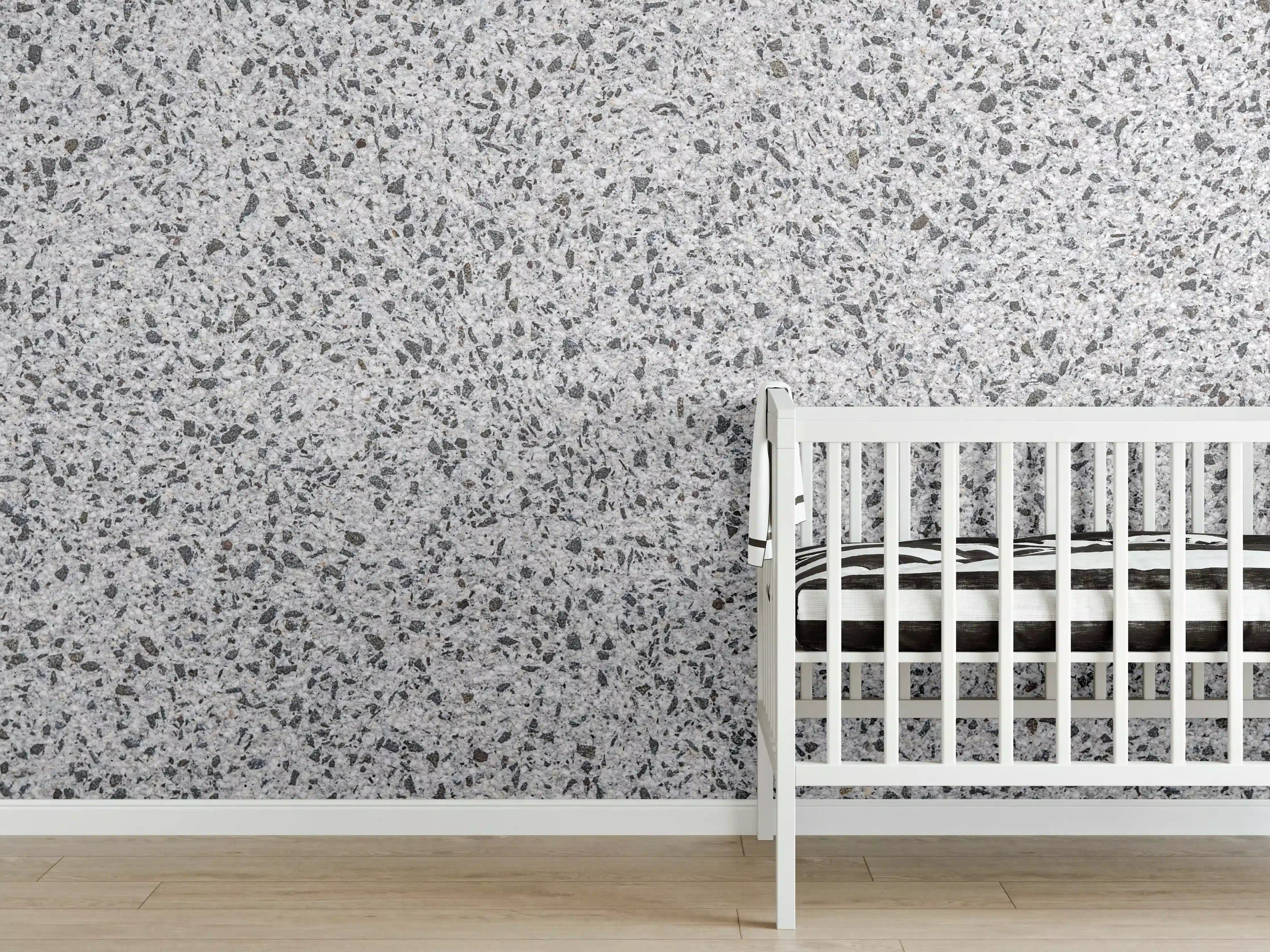 Babyzimmer Wandgestaltung - Grau-marmorierte Strukturoberfläche