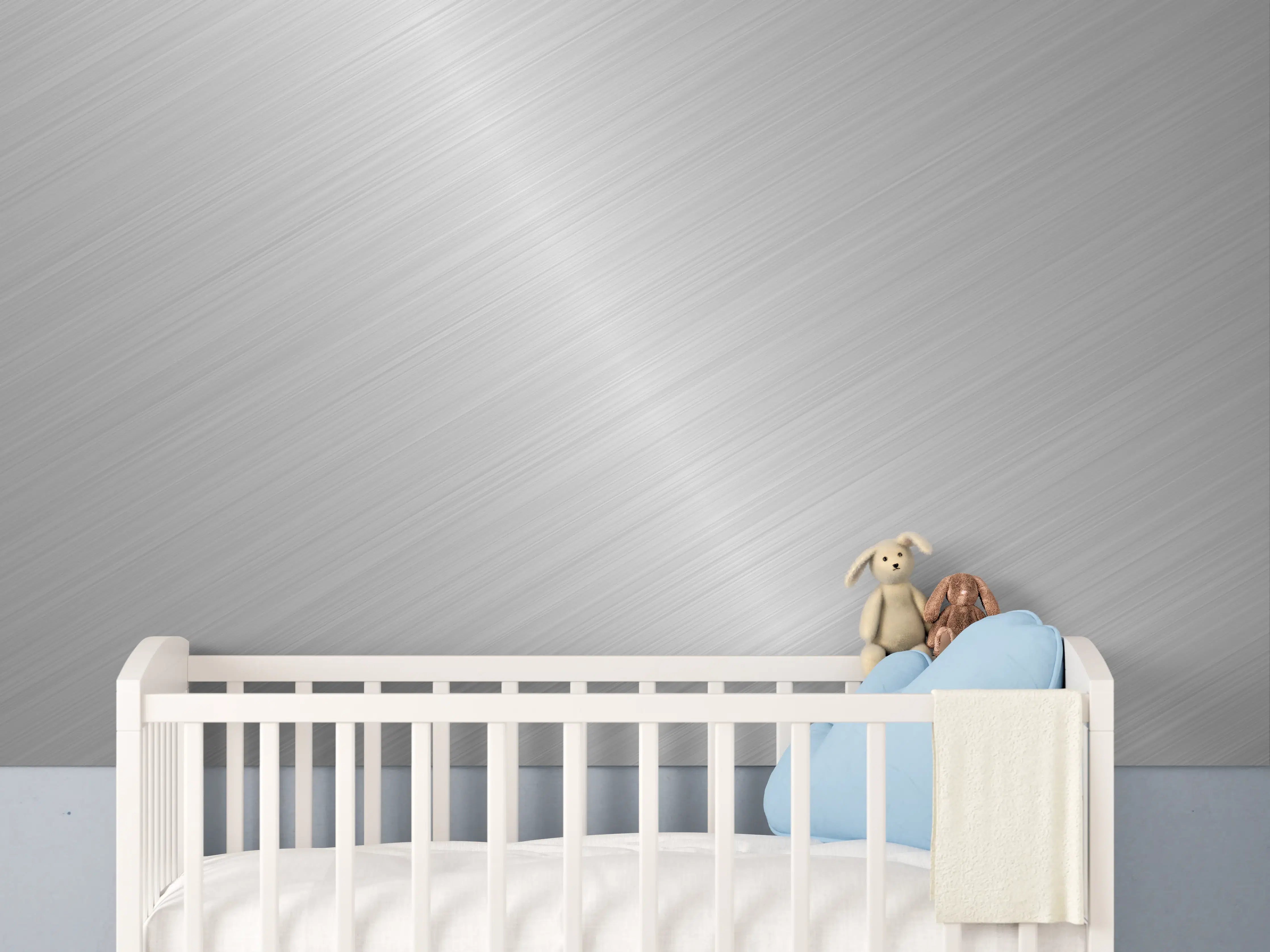 Babyzimmer Wandgestaltung - Grau-metallic Oberfläche mit Metallic-Effekt