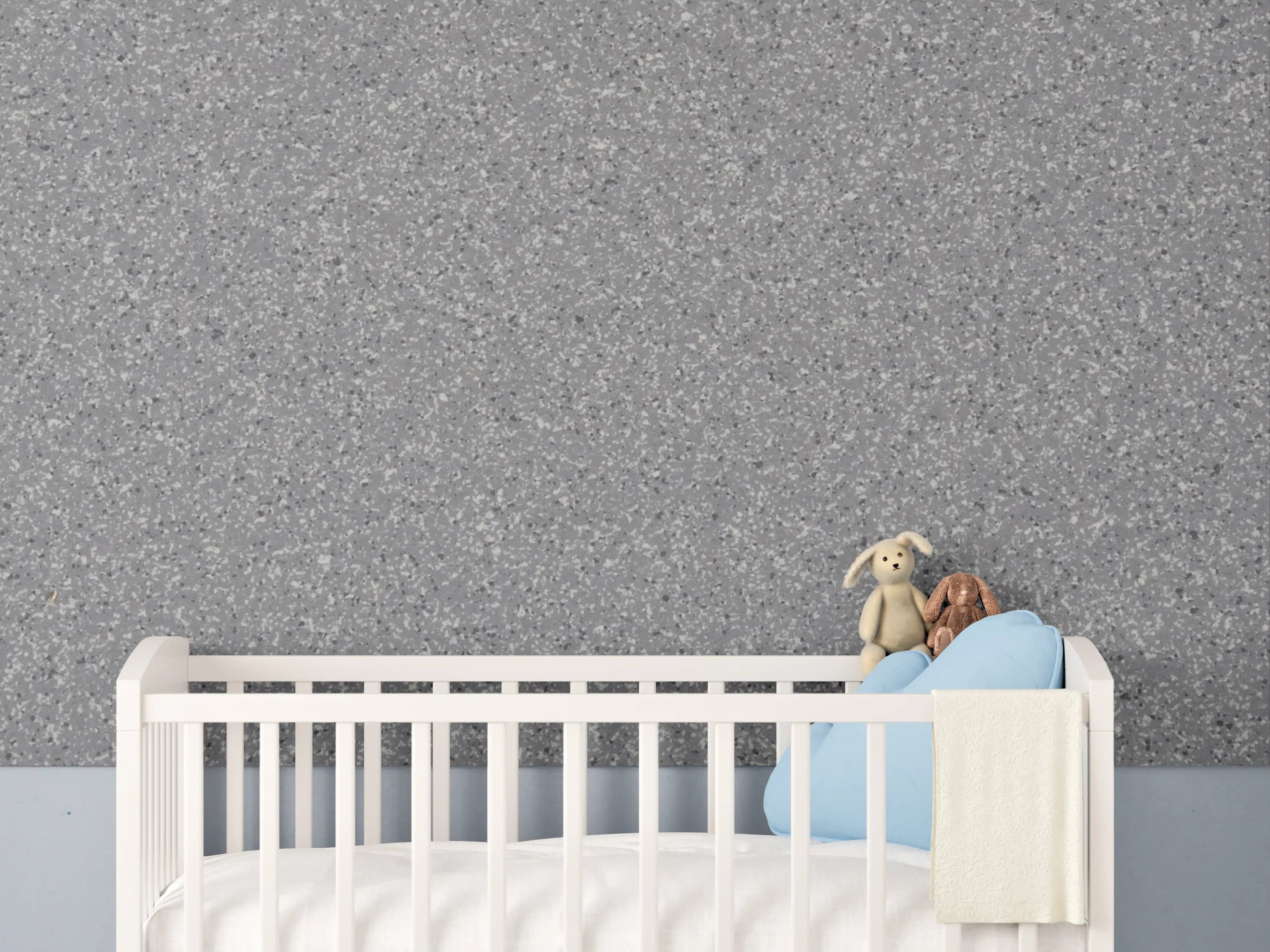 Babyzimmer Wandgestaltung - Grau strukturierte Wand im minimalistischen Stil
