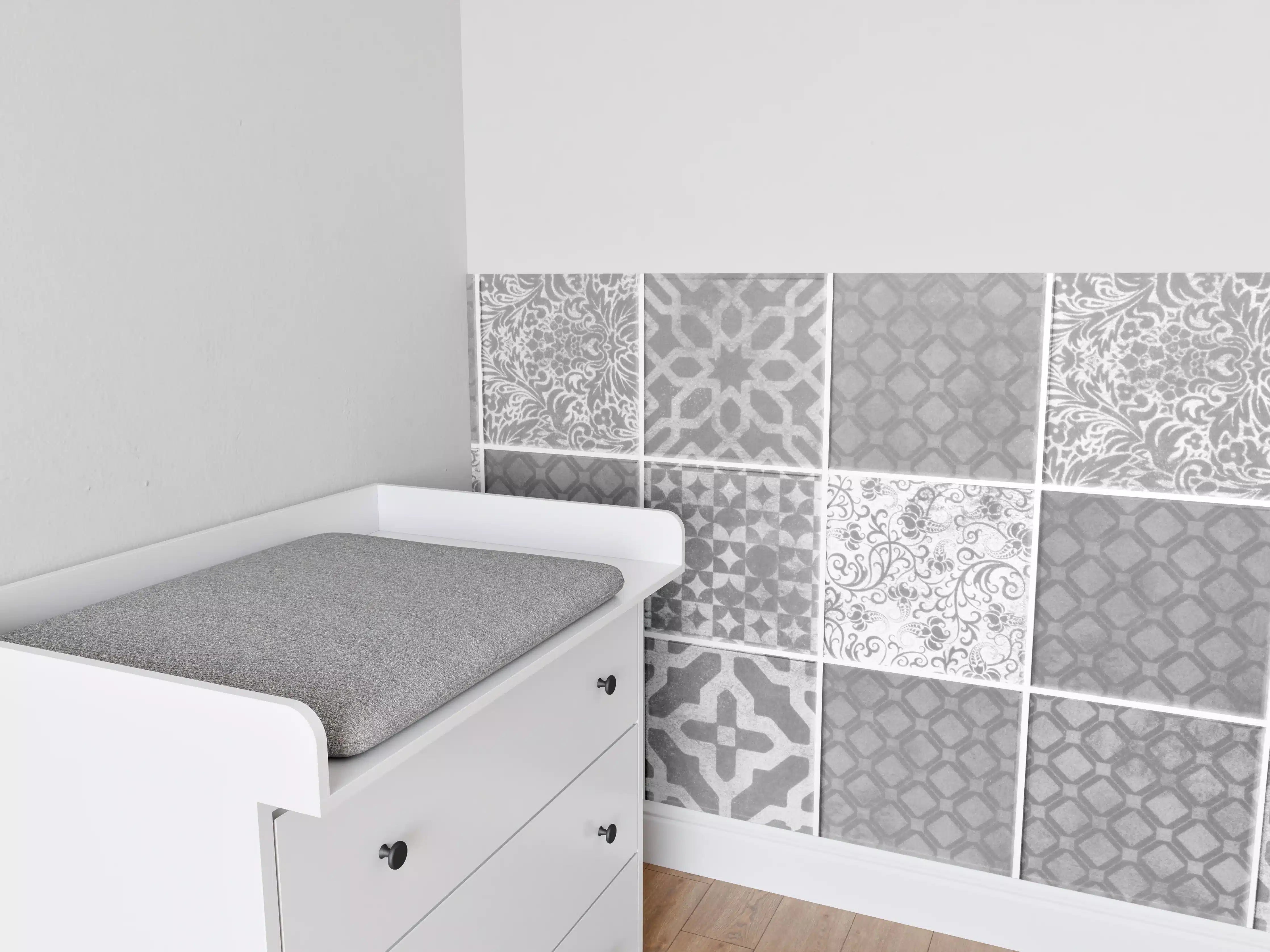 Babyzimmer Wandgestaltung - Grau weiße Vintage Mosaik Textur