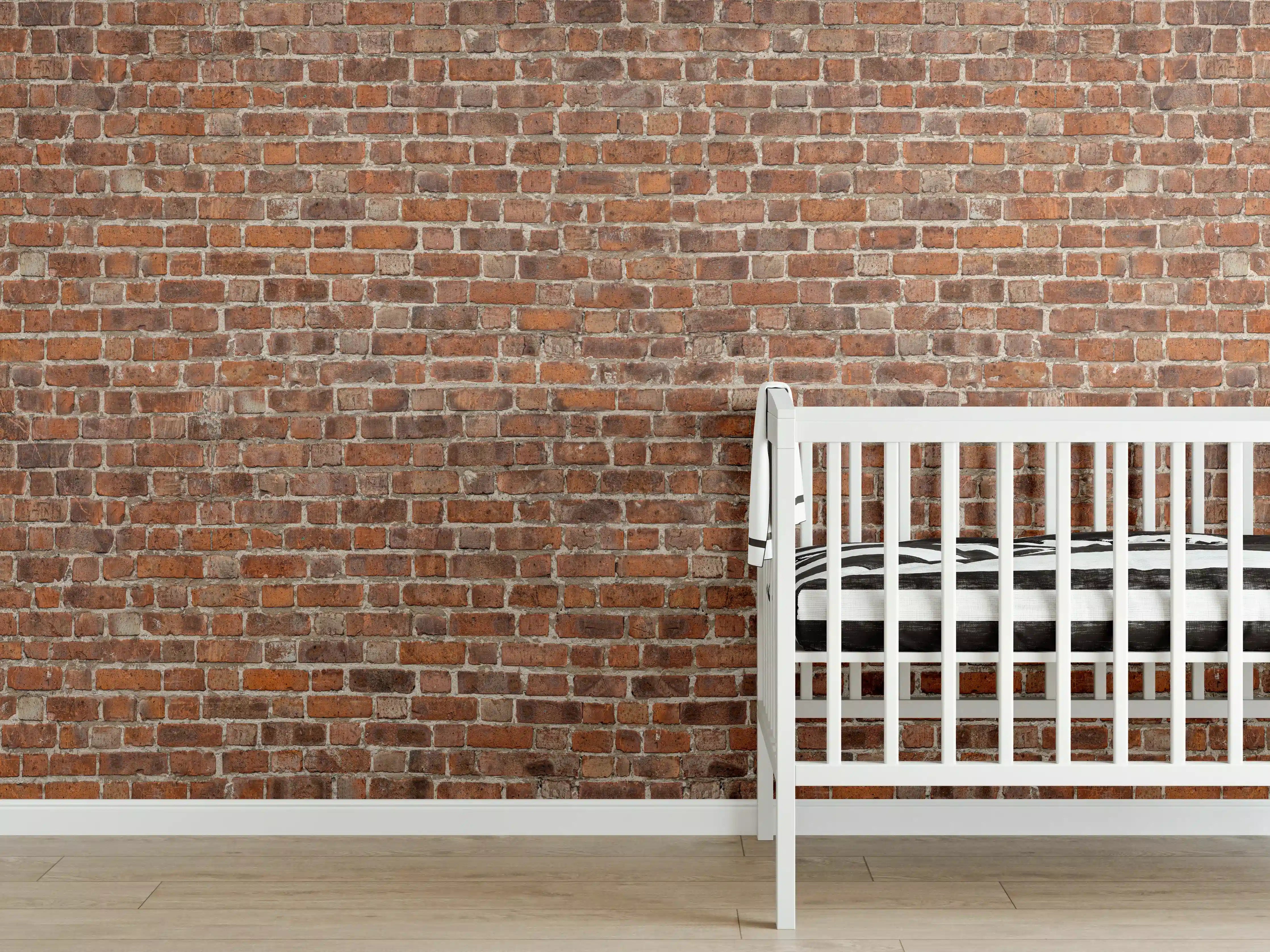 Babyzimmer Wandgestaltung - Graue Backsteinmotive