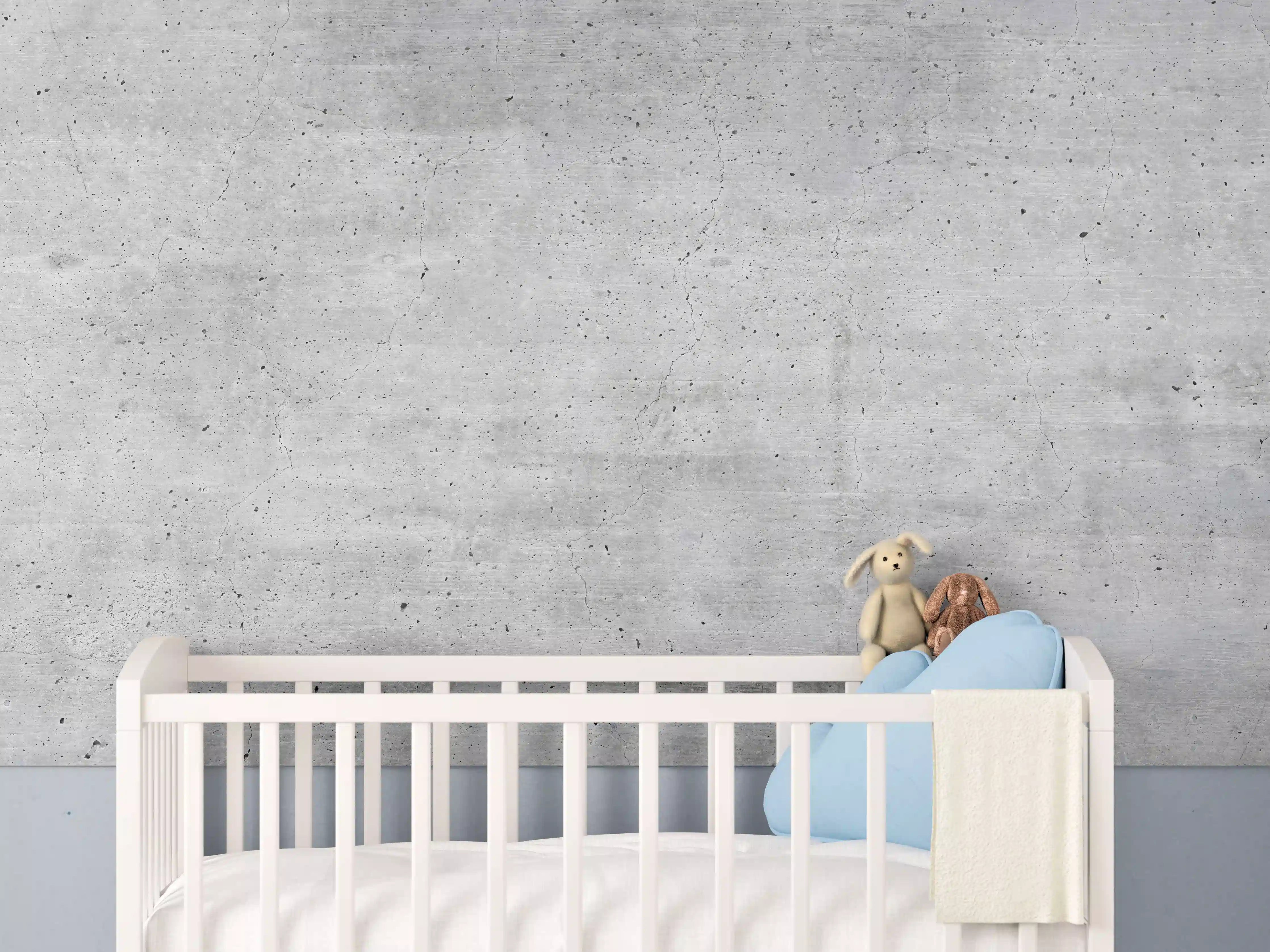 Babyzimmer Wandgestaltung - Graue Betonwand