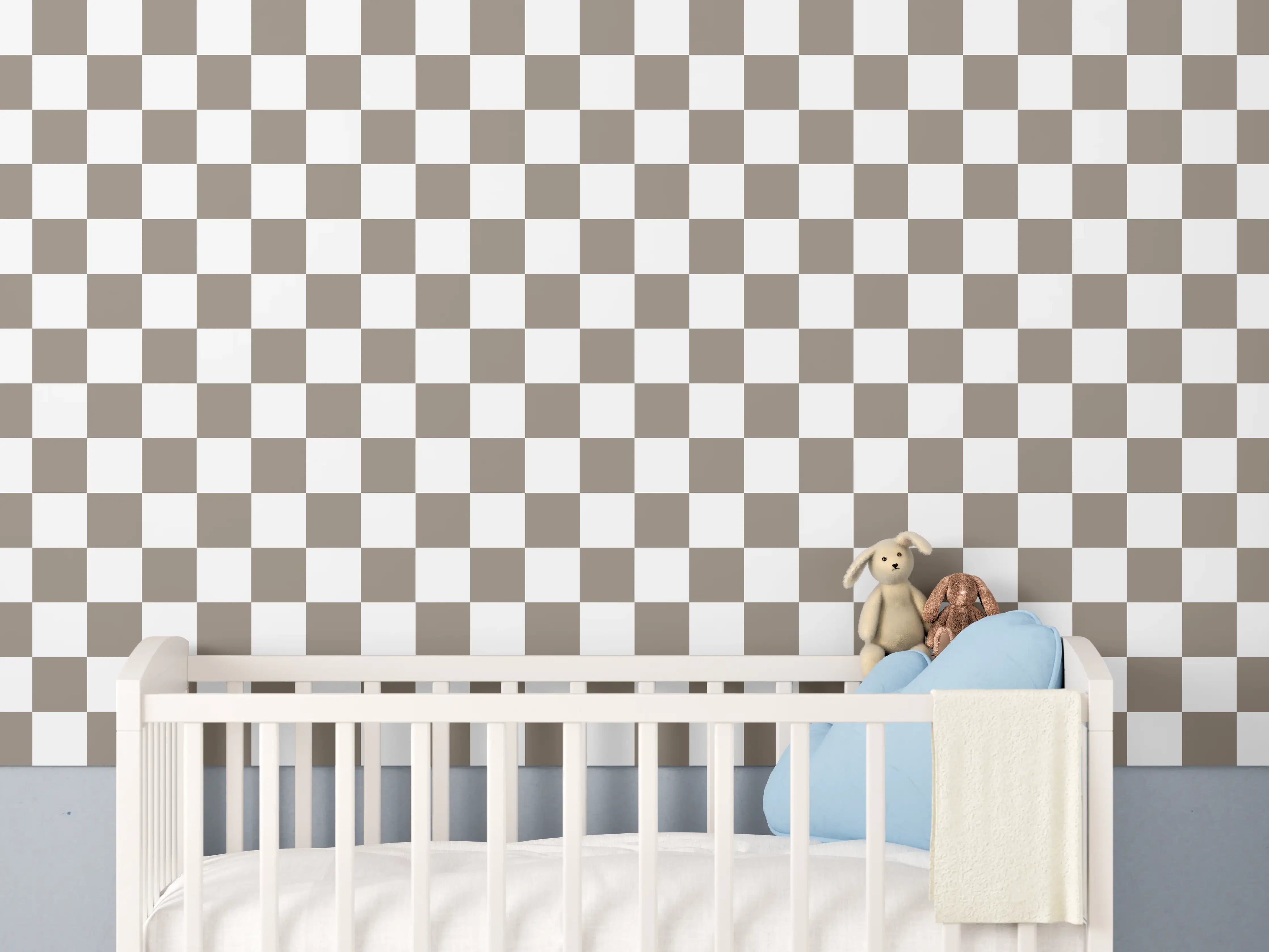 Babyzimmer Wandgestaltung - Graue Checkered-Optik
