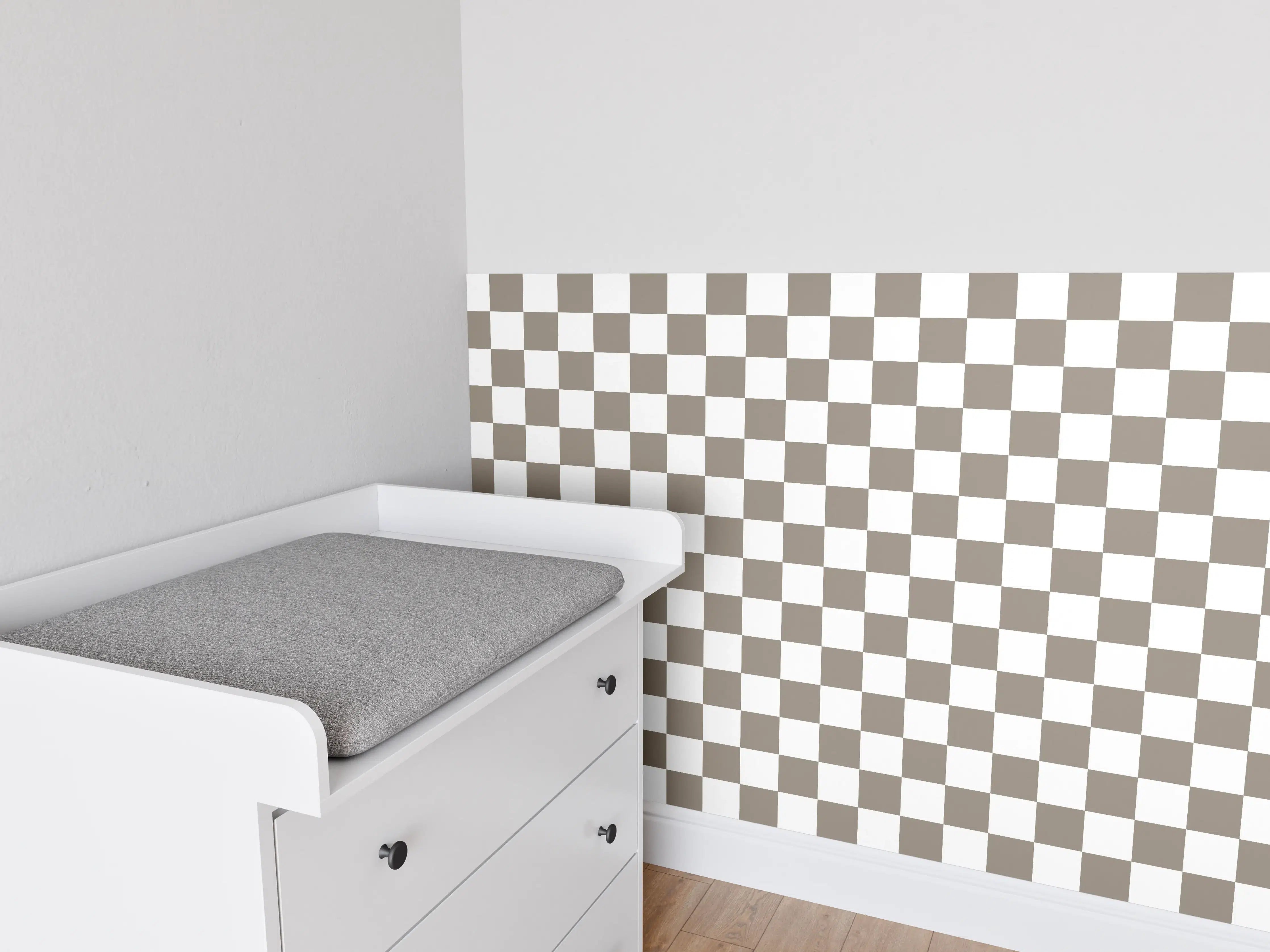 Babyzimmer Wandgestaltung - Graue Checkered-Optik