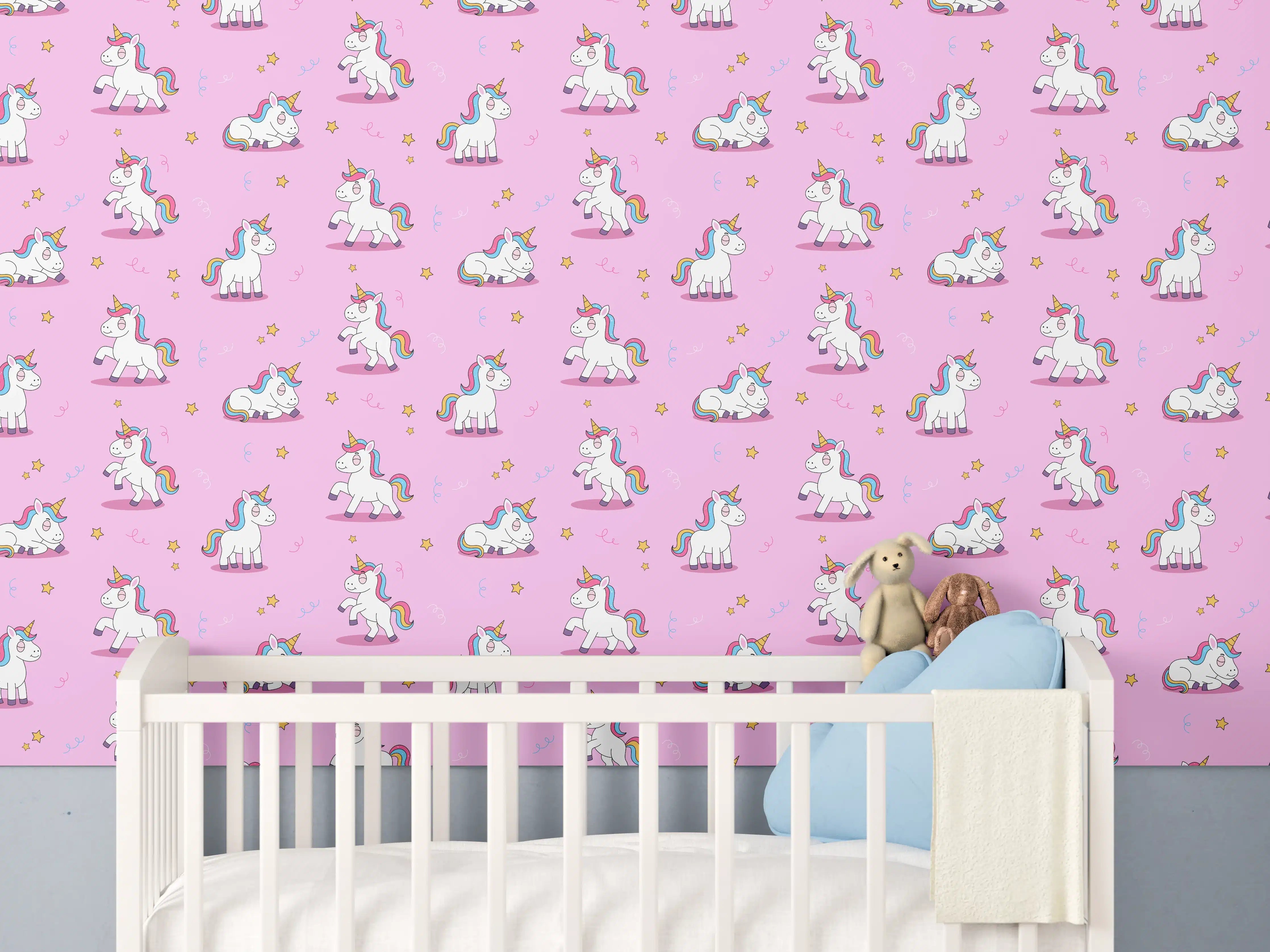 Babyzimmer Wandgestaltung - Graue Einhorn-Magie Wanddeko