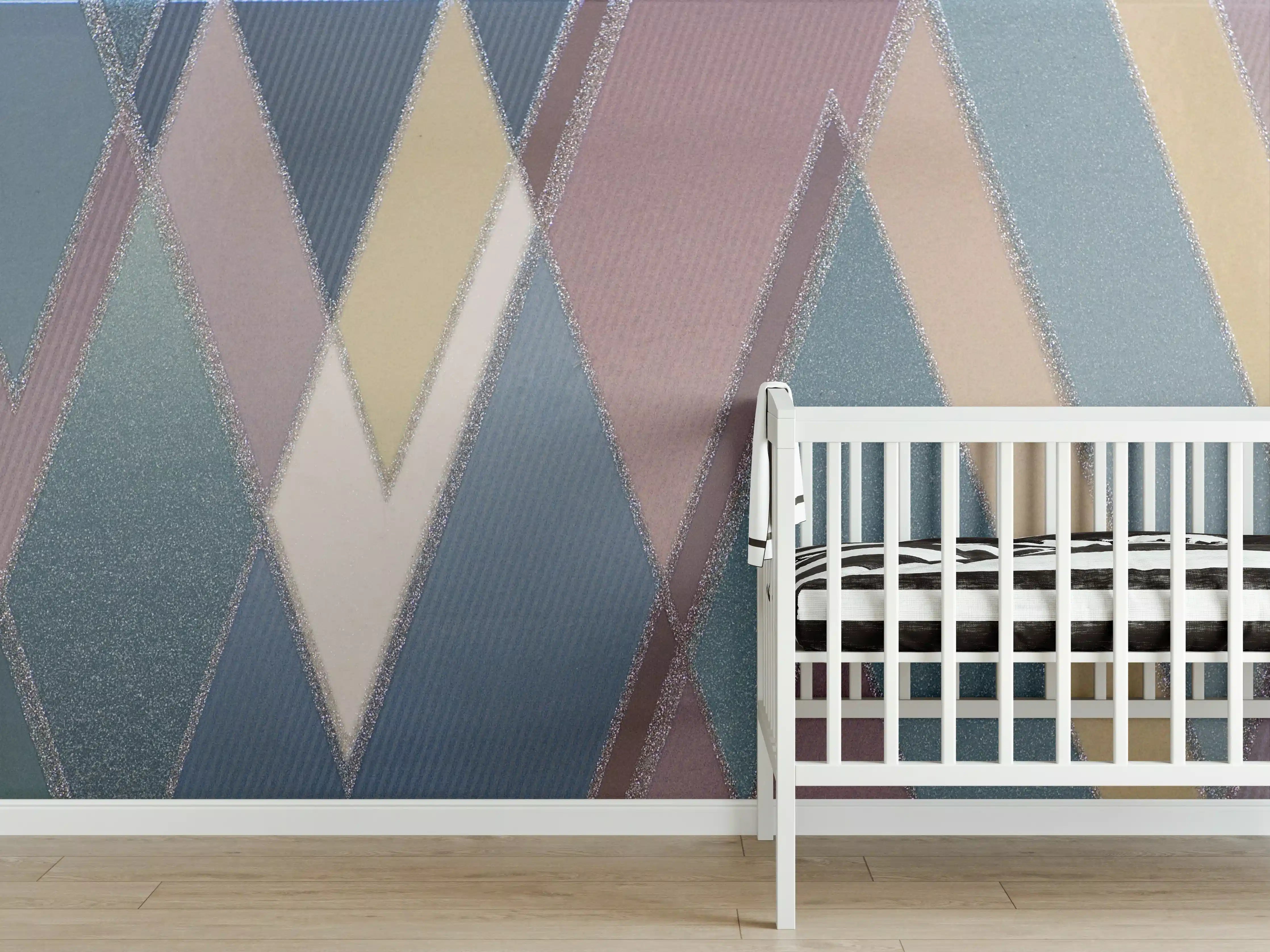 Babyzimmer Wandgestaltung - Graue Geometrien an weißen Wänden