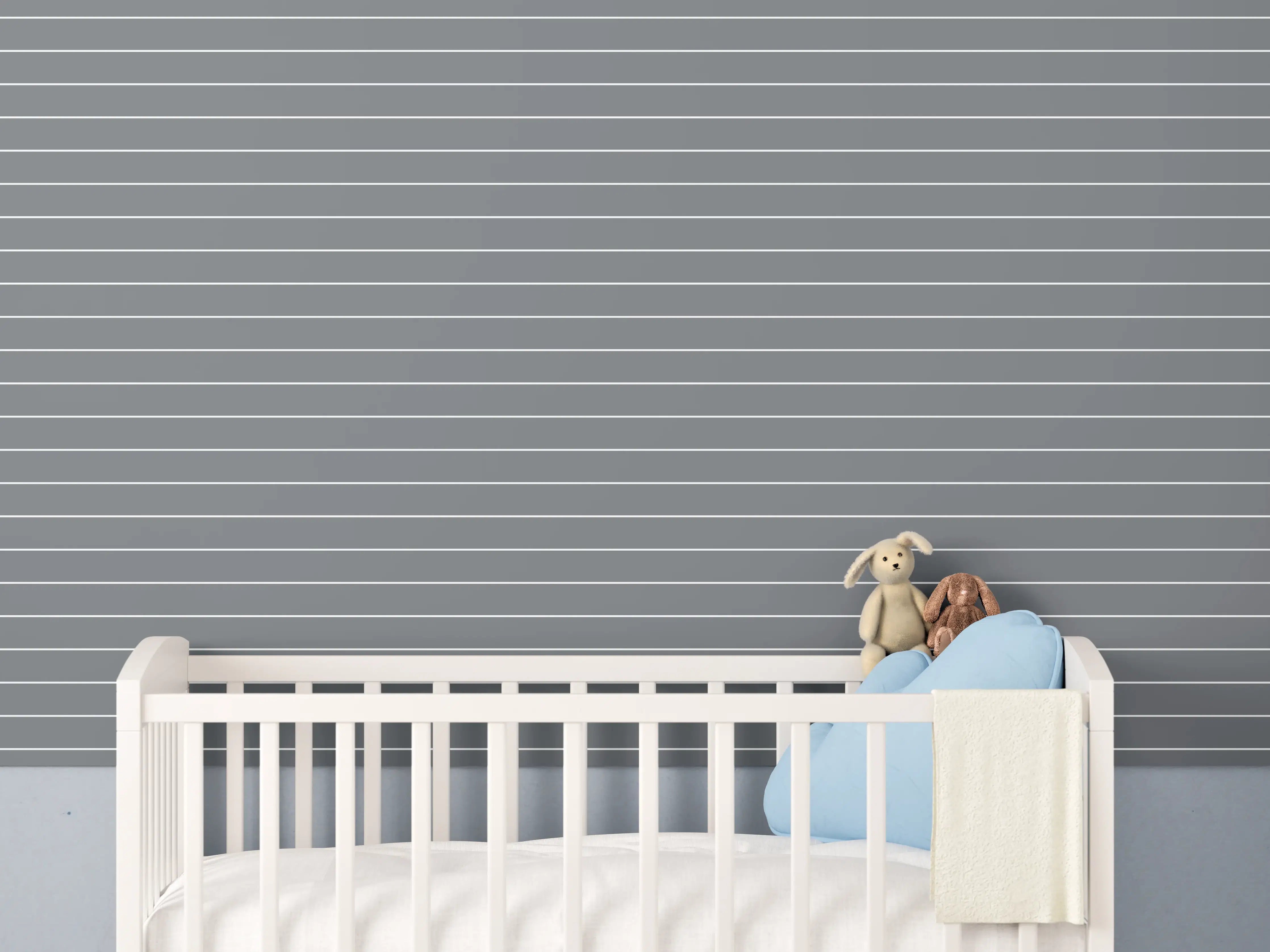 Babyzimmer Wandgestaltung - Graue Linienstruktur, modernes Design