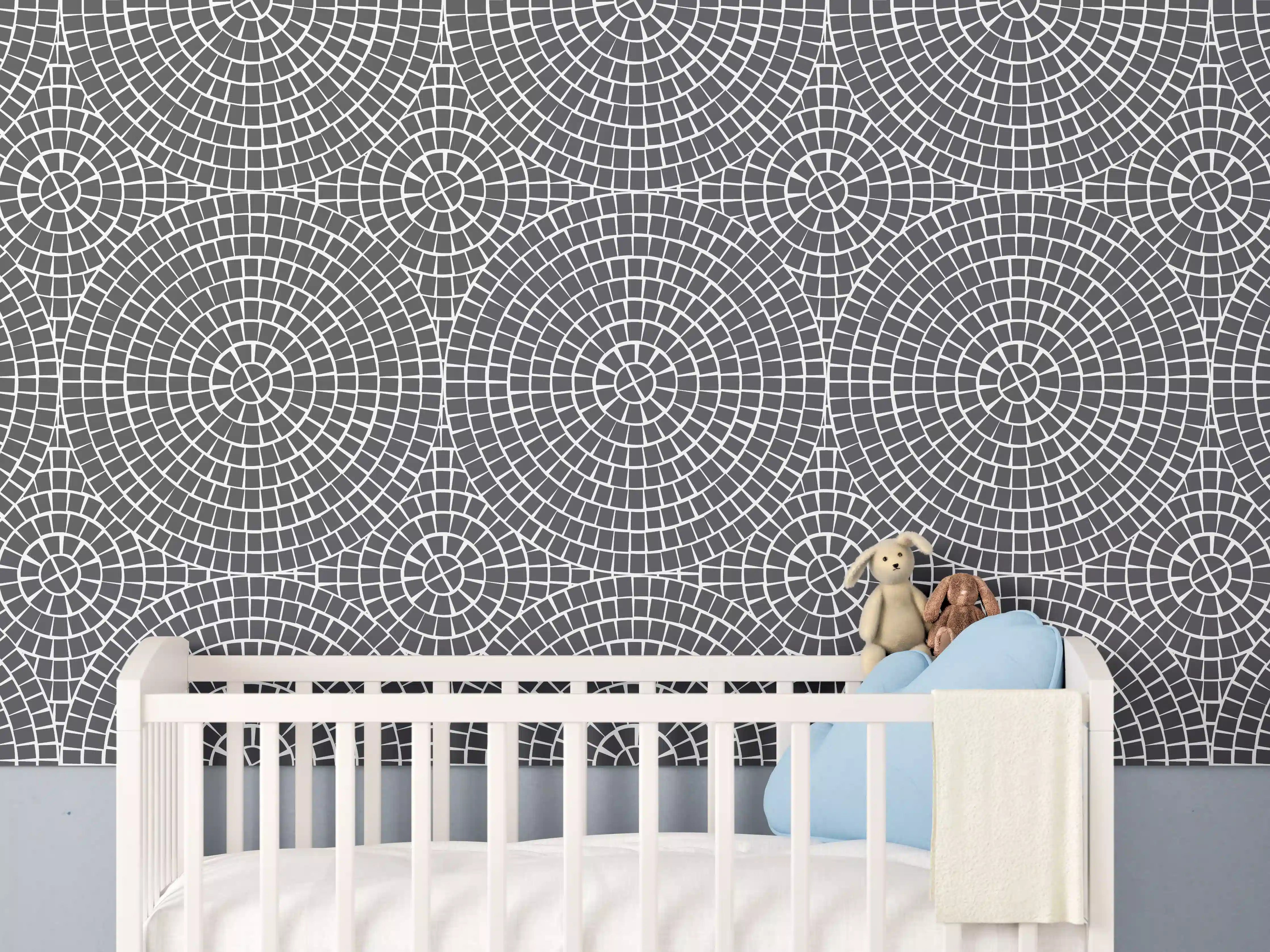 Babyzimmer Wandgestaltung - Graue Mosaikfliese für stilvolle Räume