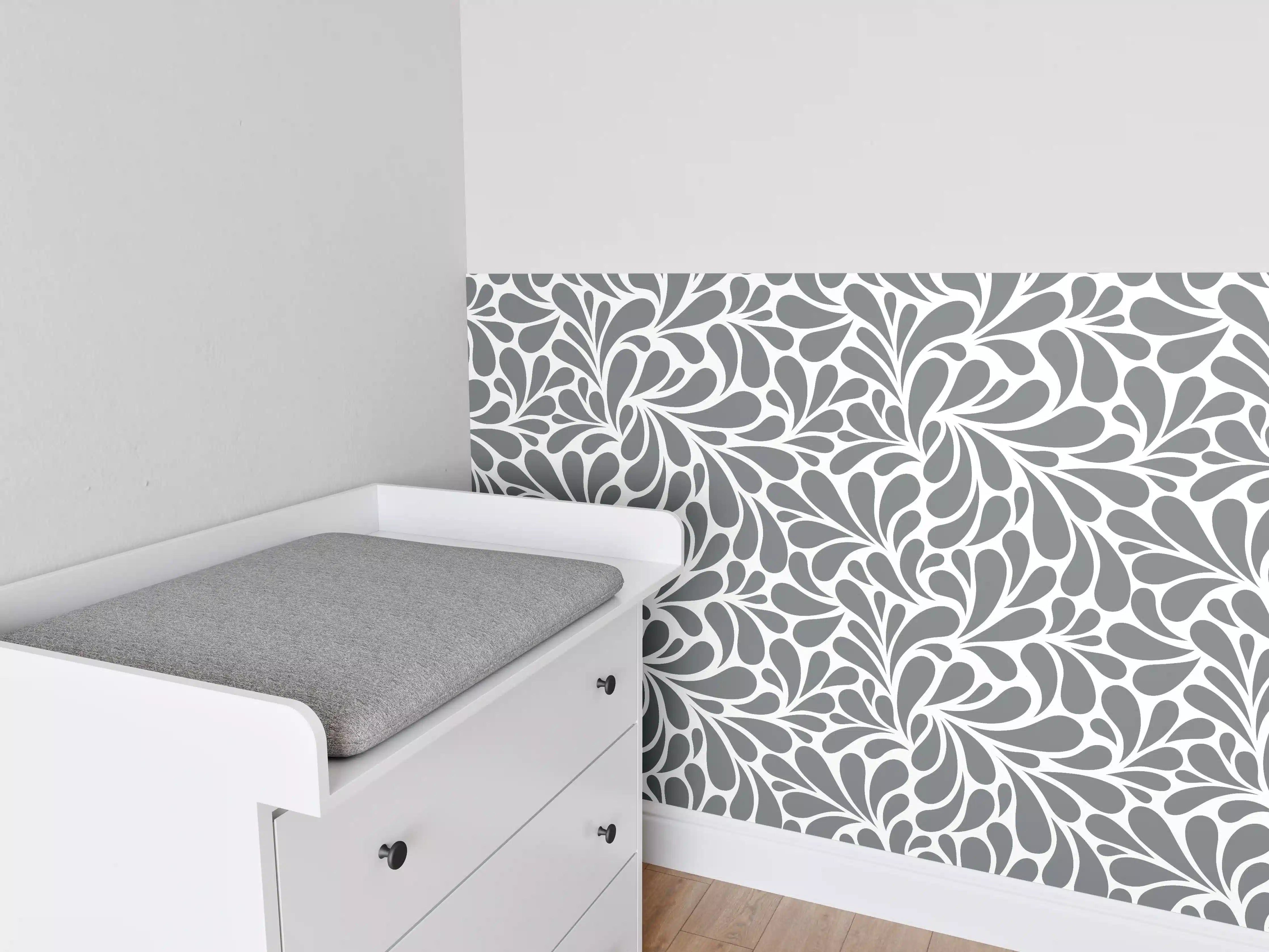 Babyzimmer Wandgestaltung - Graue Muster-Optik