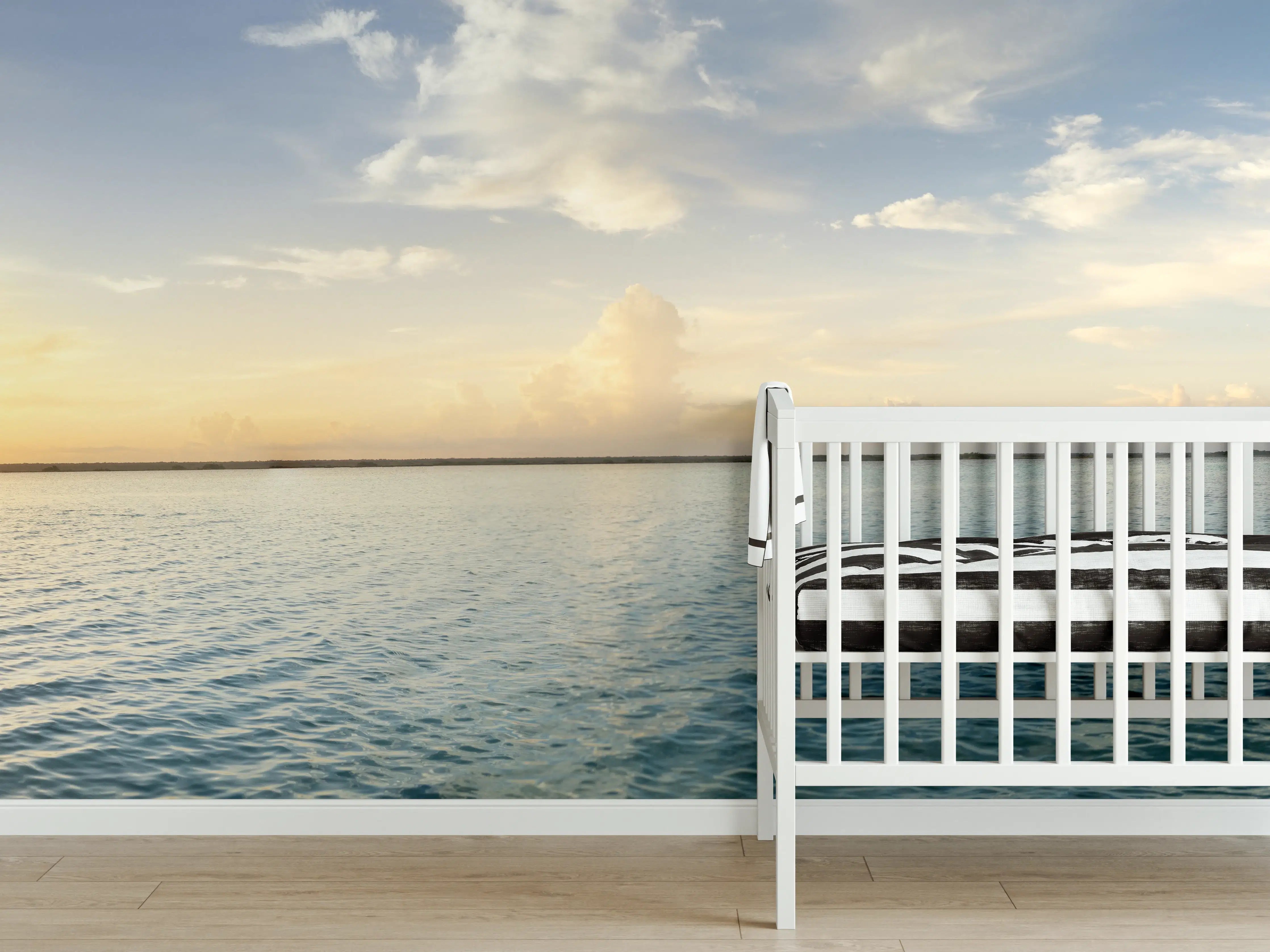 Babyzimmer Wandgestaltung - Graue Schatten im Abendmeer