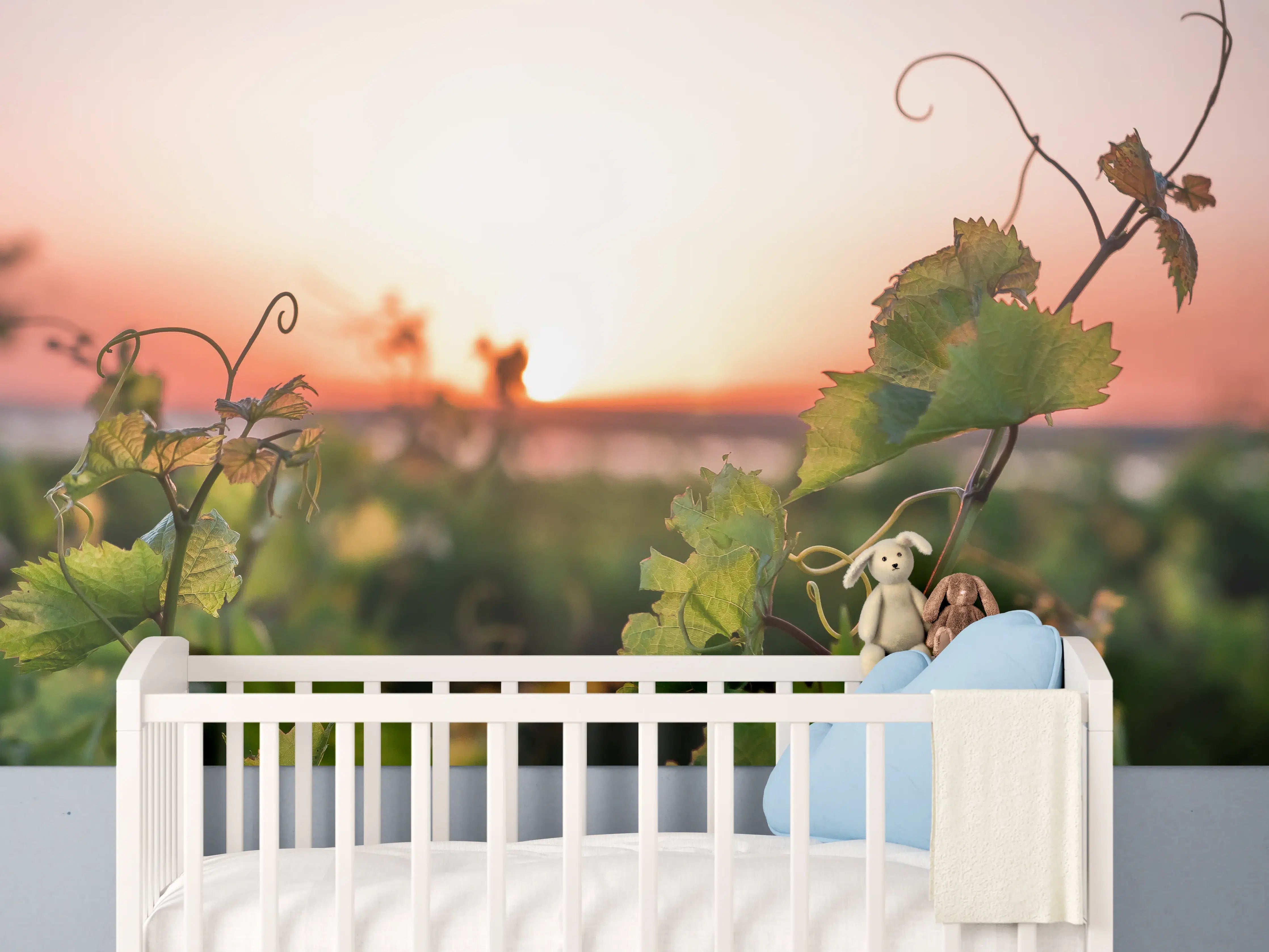 Babyzimmer Wandgestaltung - Graue Schatten im Weingarten