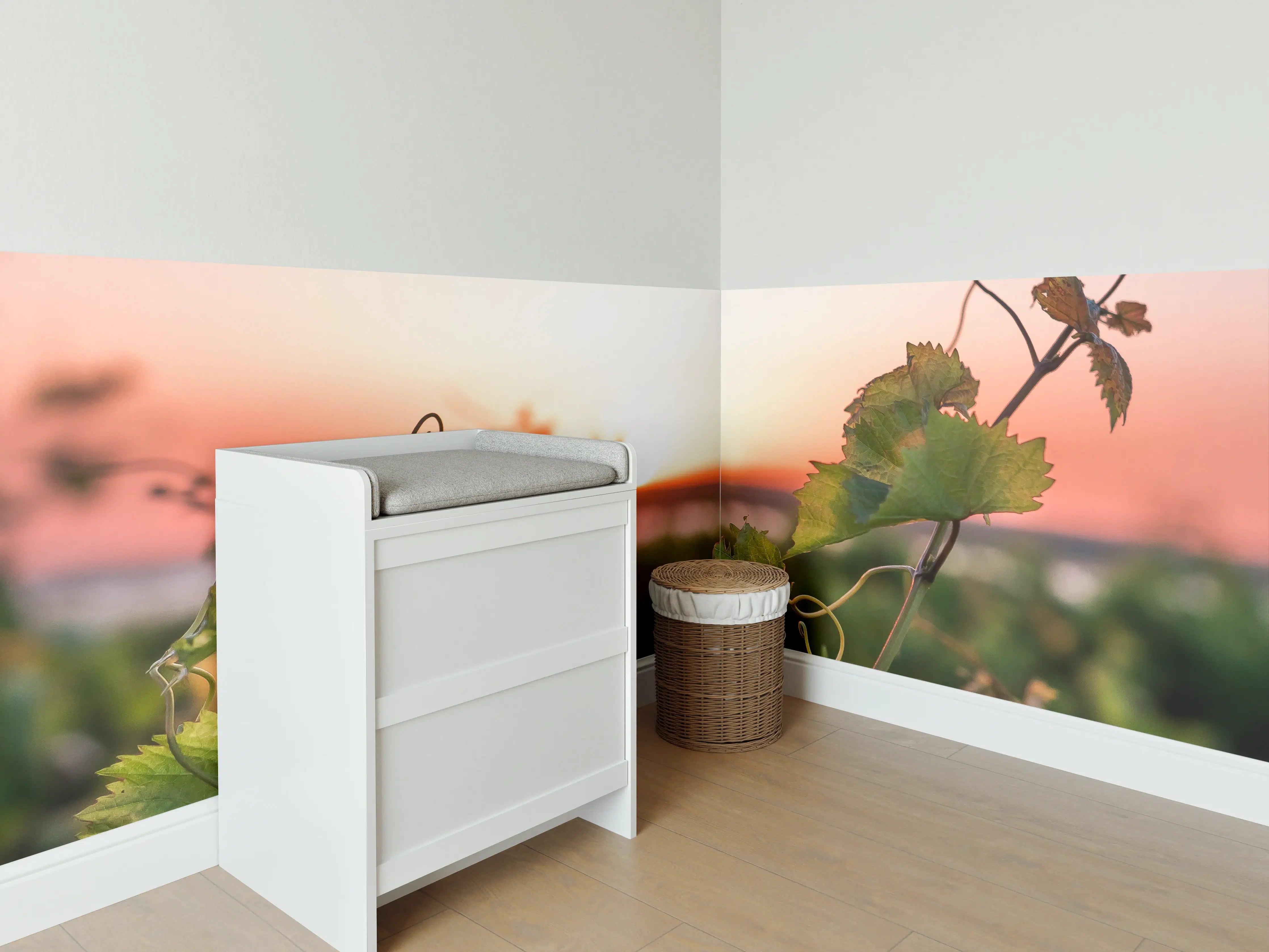 Babyzimmer Wandgestaltung - Graue Schatten im Weingarten