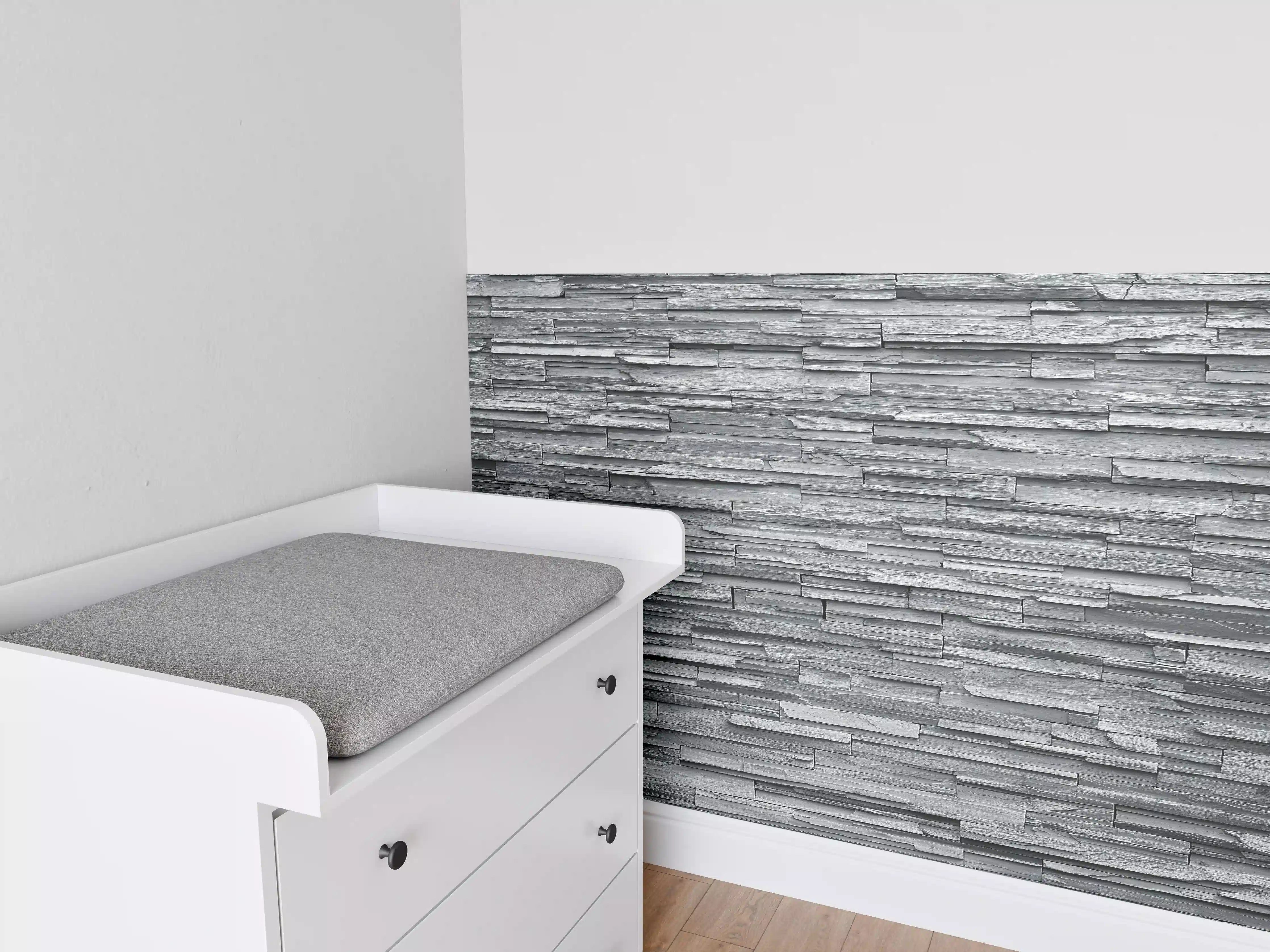 Babyzimmer Wandgestaltung - Graue Steinziegel