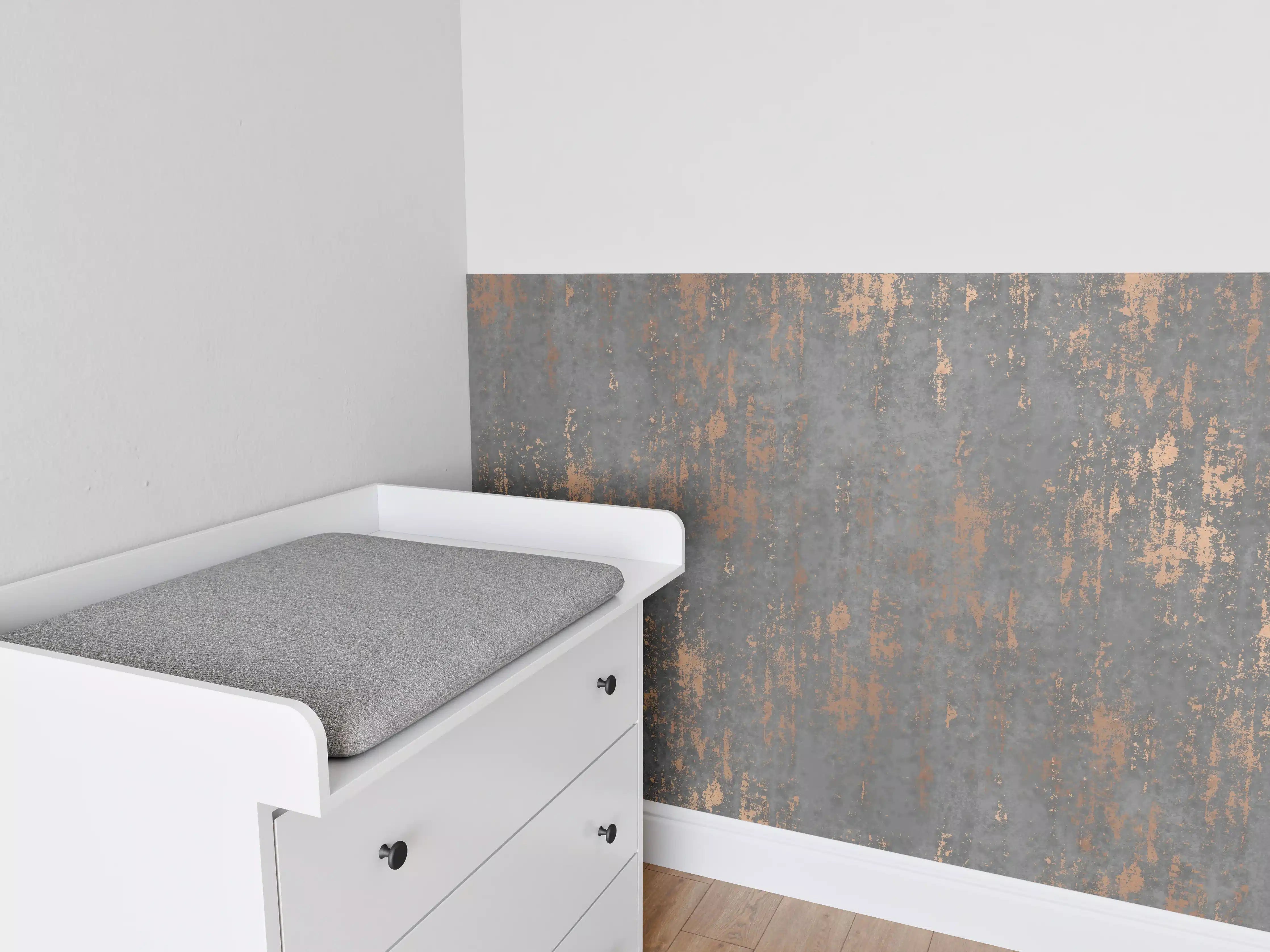 Babyzimmer Wandgestaltung - Graue Textur mit goldenen Akzenten