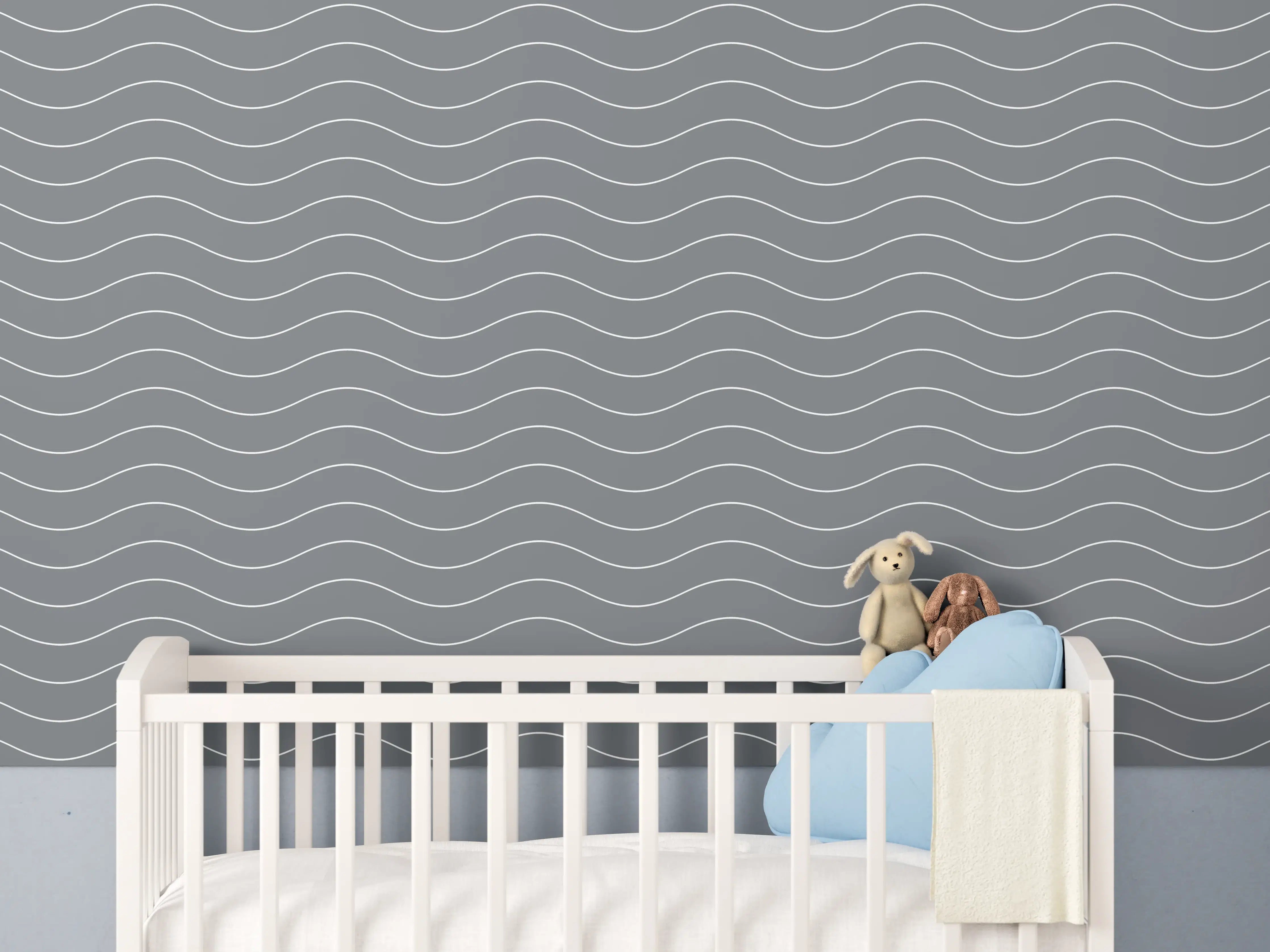 Babyzimmer Wandgestaltung - Graue Wasseroberfläche mit Wellenmuster