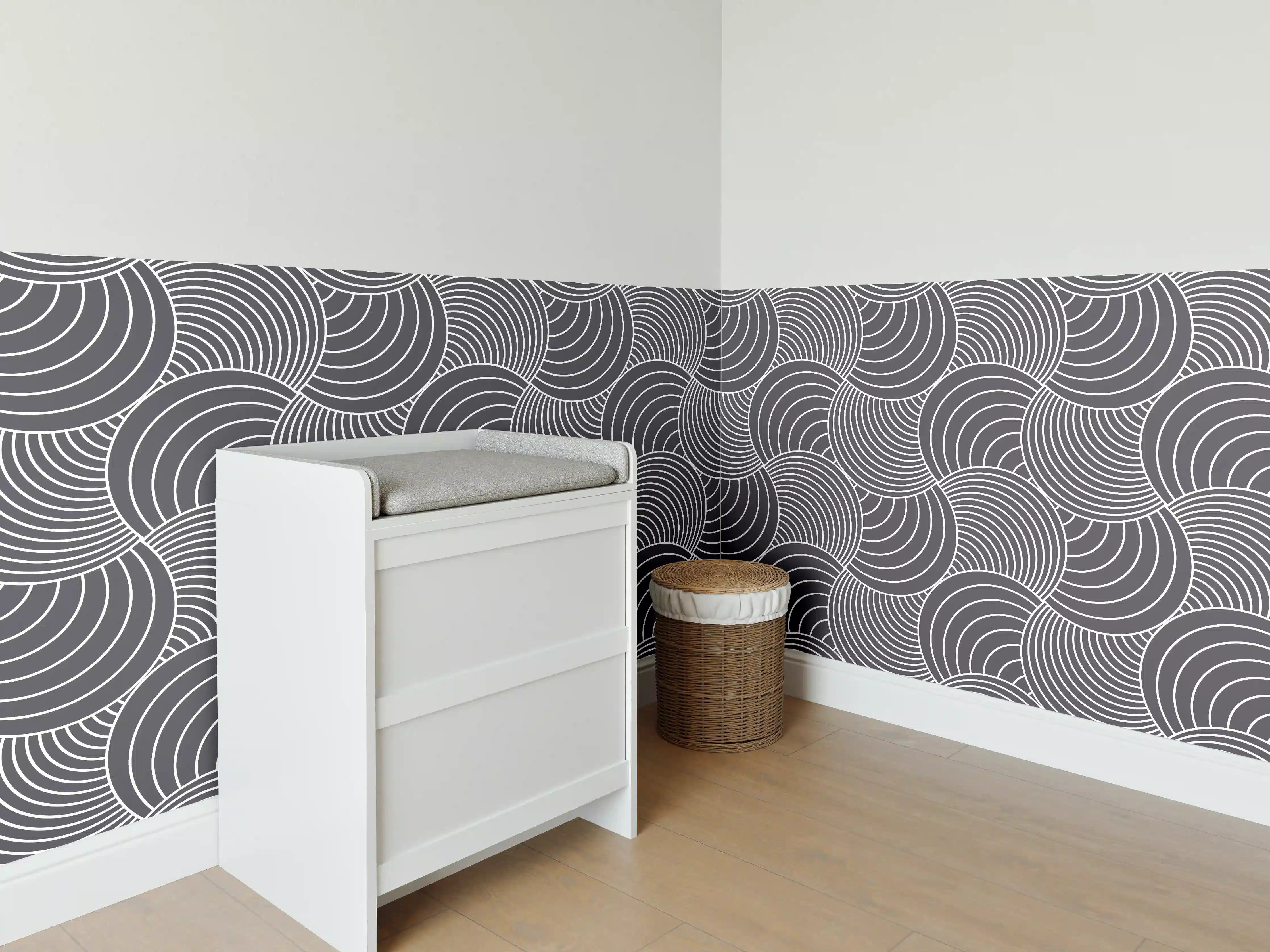 Babyzimmer Wandgestaltung - Graue Wellen-Optik