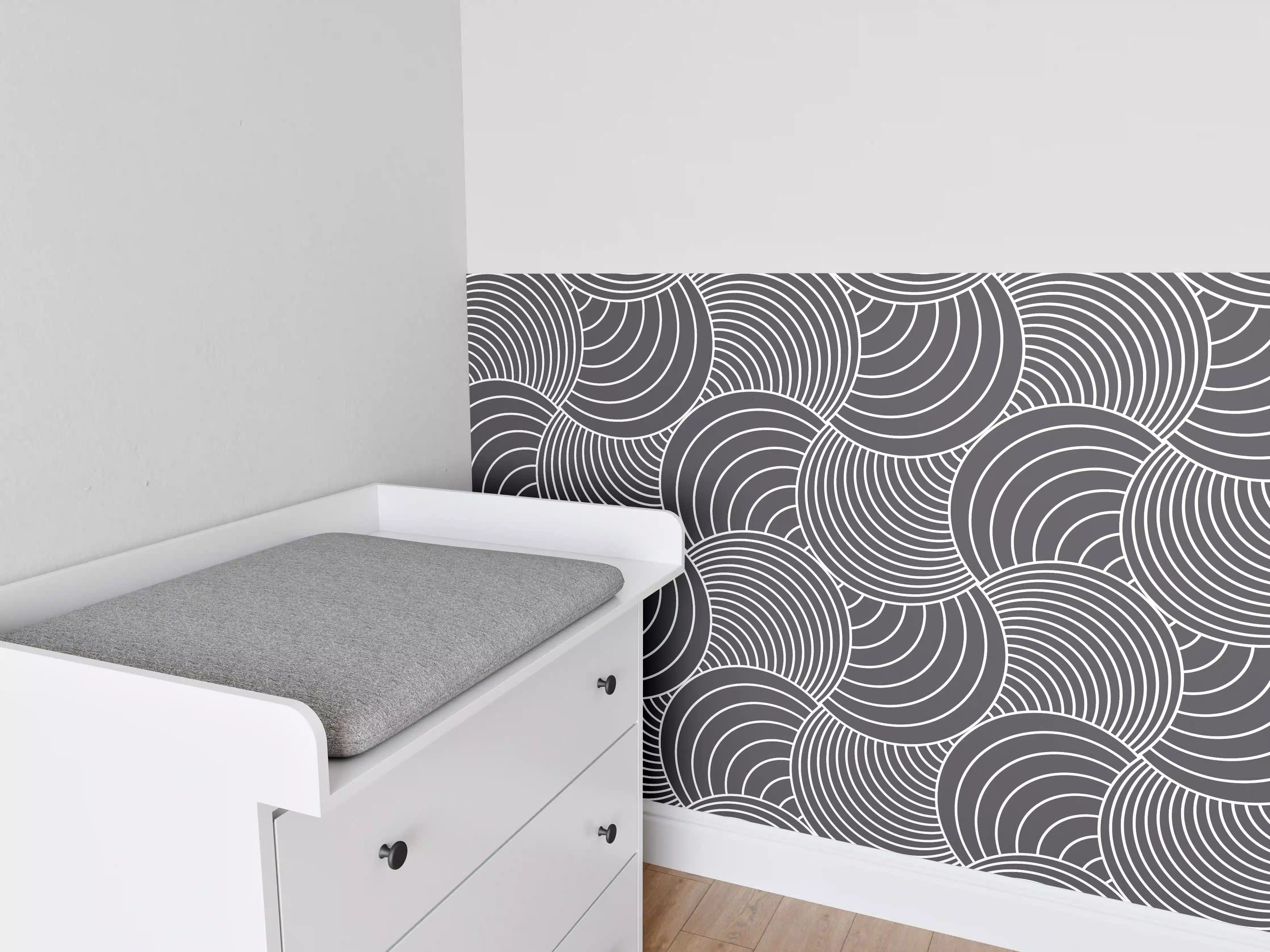 Babyzimmer Wandgestaltung - Graue Wellen-Optik