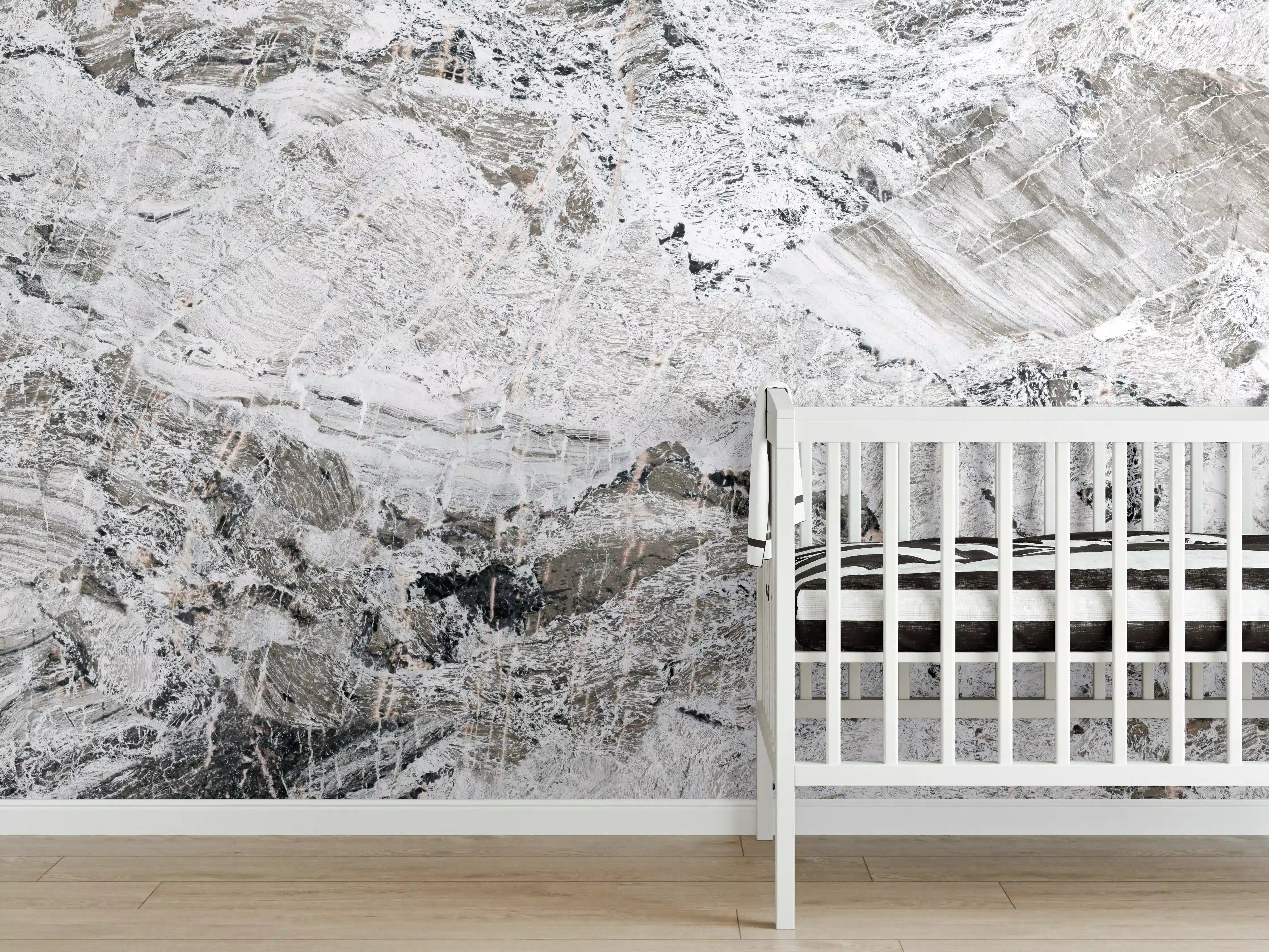 Babyzimmer Wandgestaltung - Graue abstrakte Marmor Stein Textur