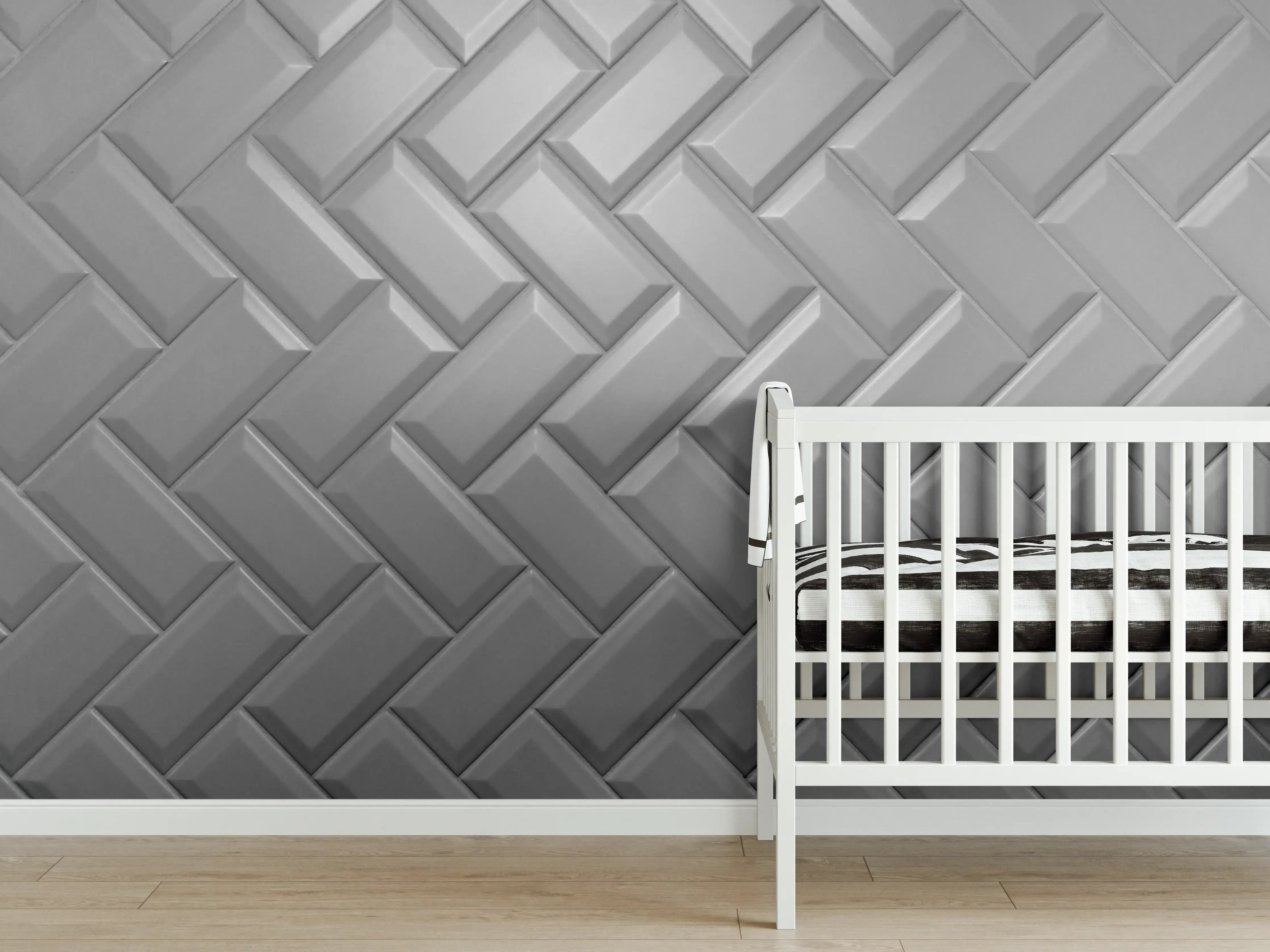 Babyzimmer Wandgestaltung - Graue matte Keramikfliesen