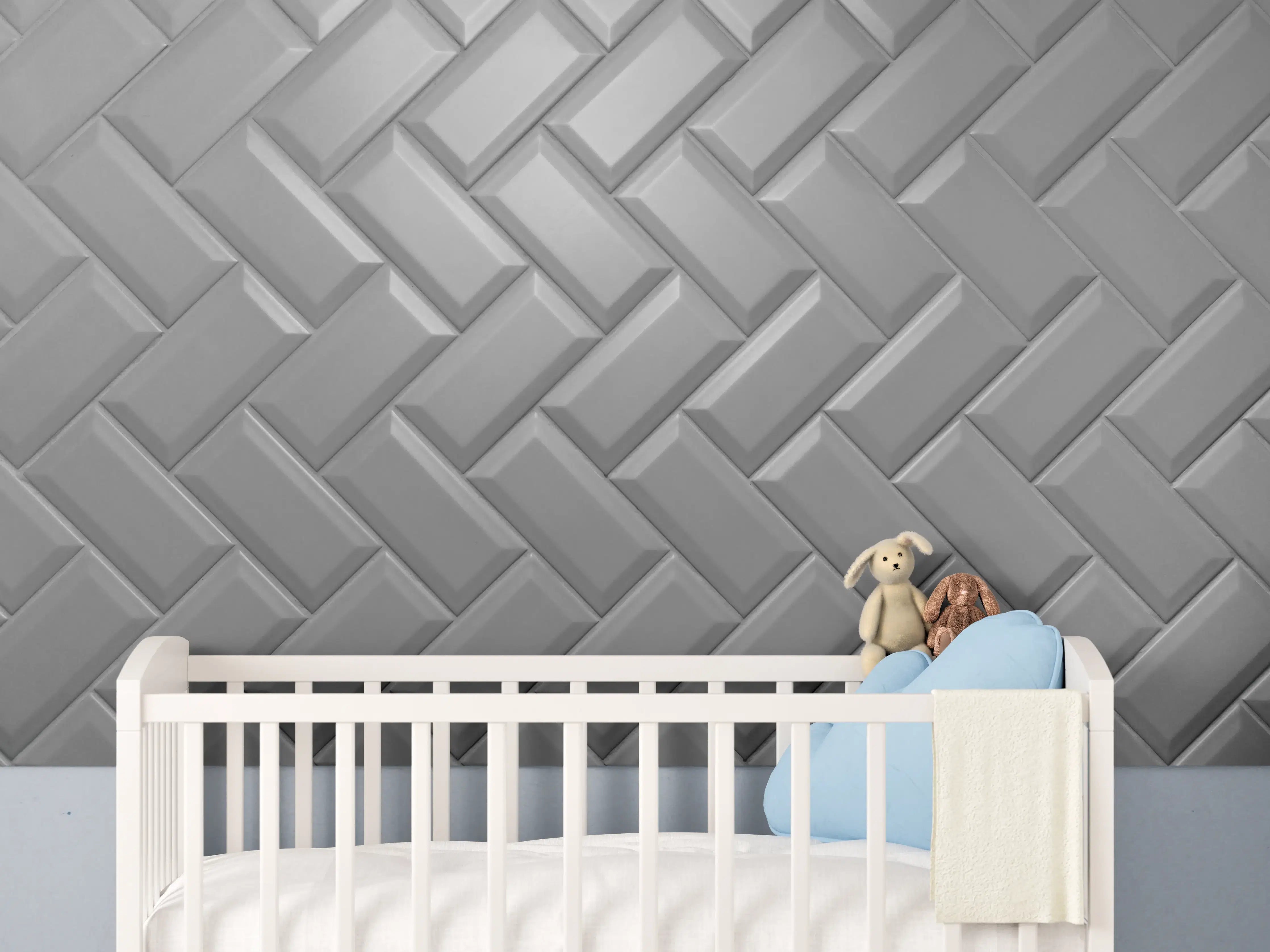 Babyzimmer Wandgestaltung - Graue matte Keramikfliesen