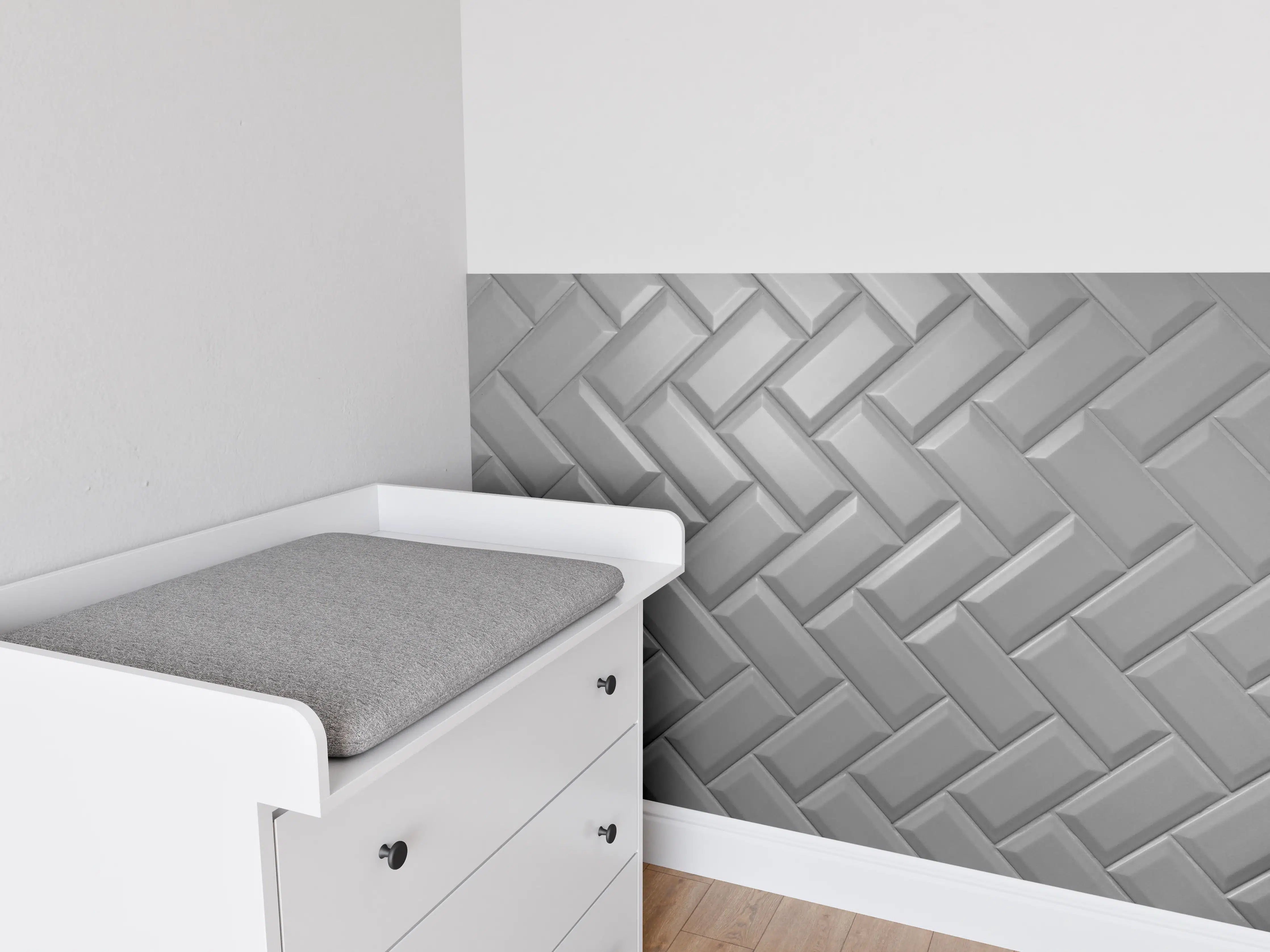 Babyzimmer Wandgestaltung - Graue matte Keramikfliesen