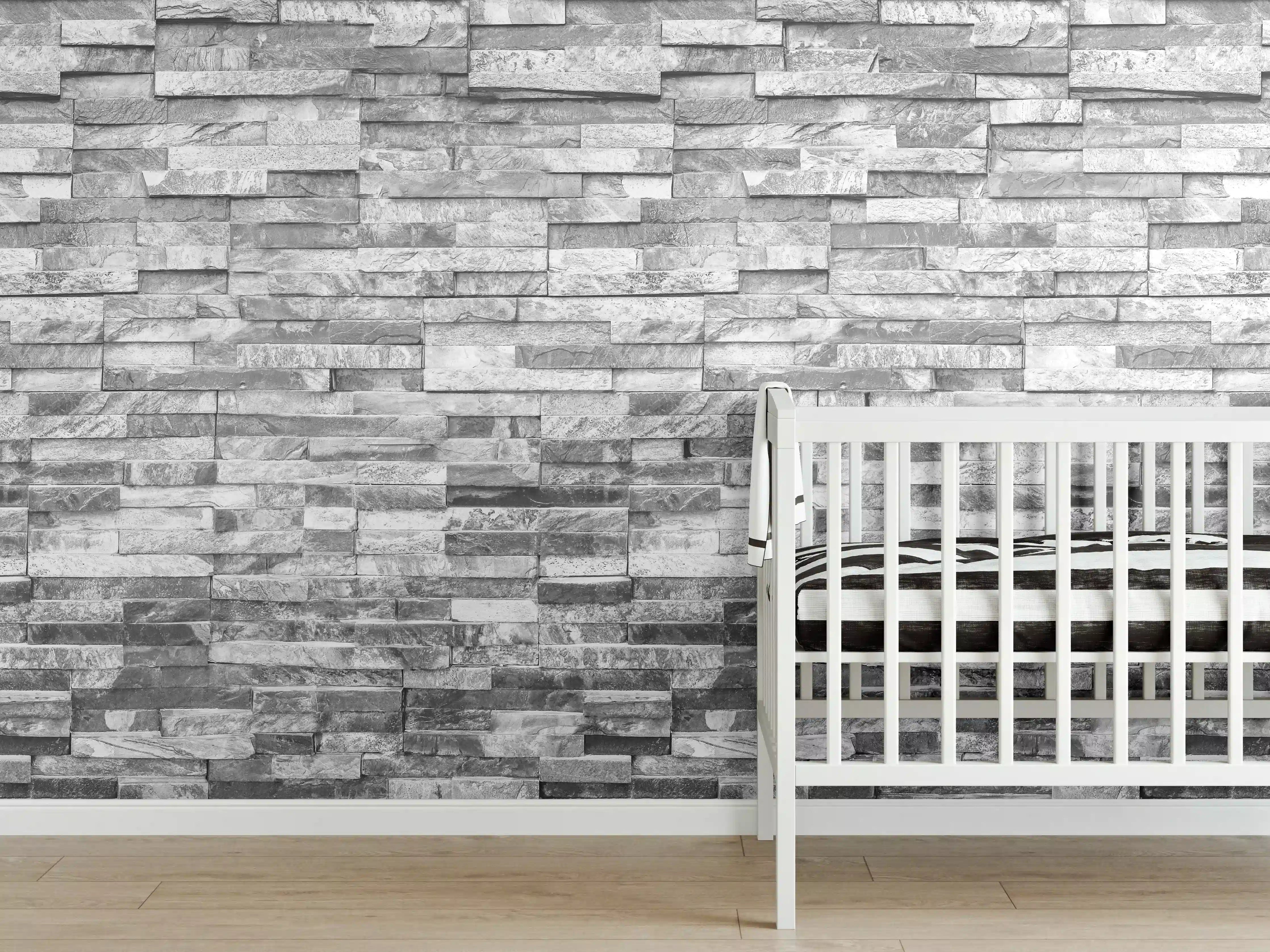 Babyzimmer Wandgestaltung - Graue moderne Ziegelwand