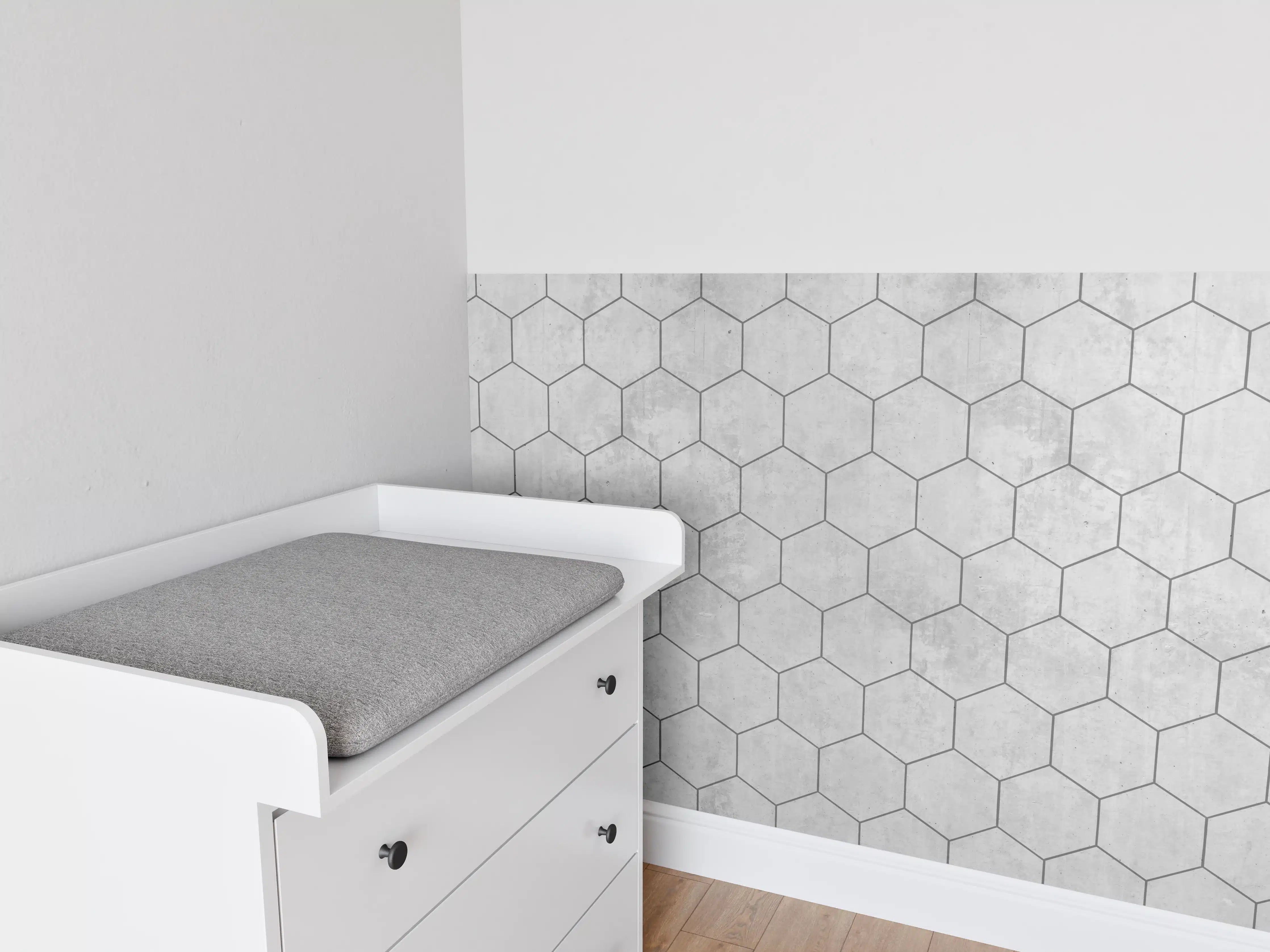 Babyzimmer Wandgestaltung - Graue sechseckige Mustern