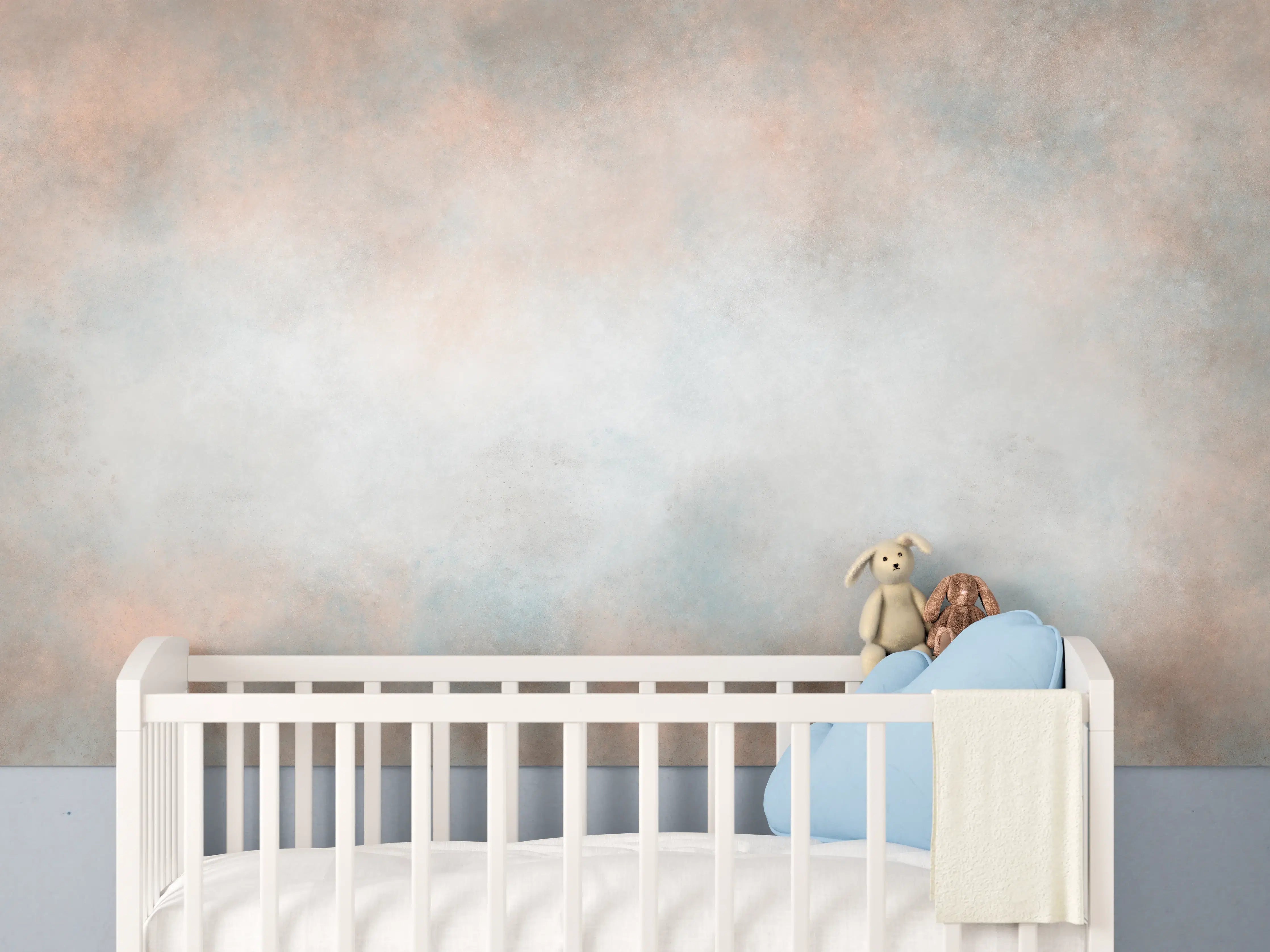 Babyzimmer Wandgestaltung - Graue und beige Wandtextur mit sanftem Farbverlauf