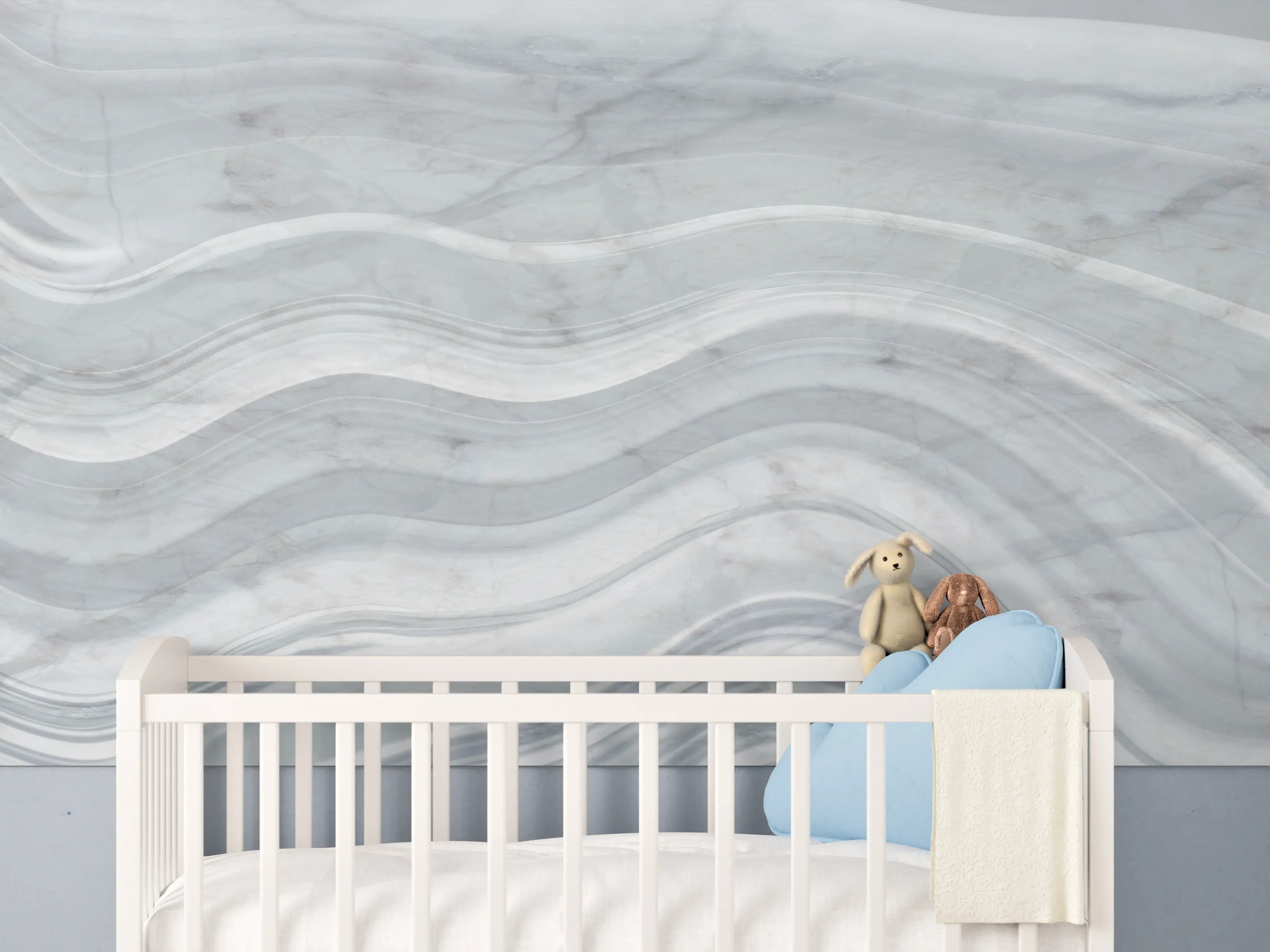 Babyzimmer Wandgestaltung - Graue wellenförmige Marmor Textur