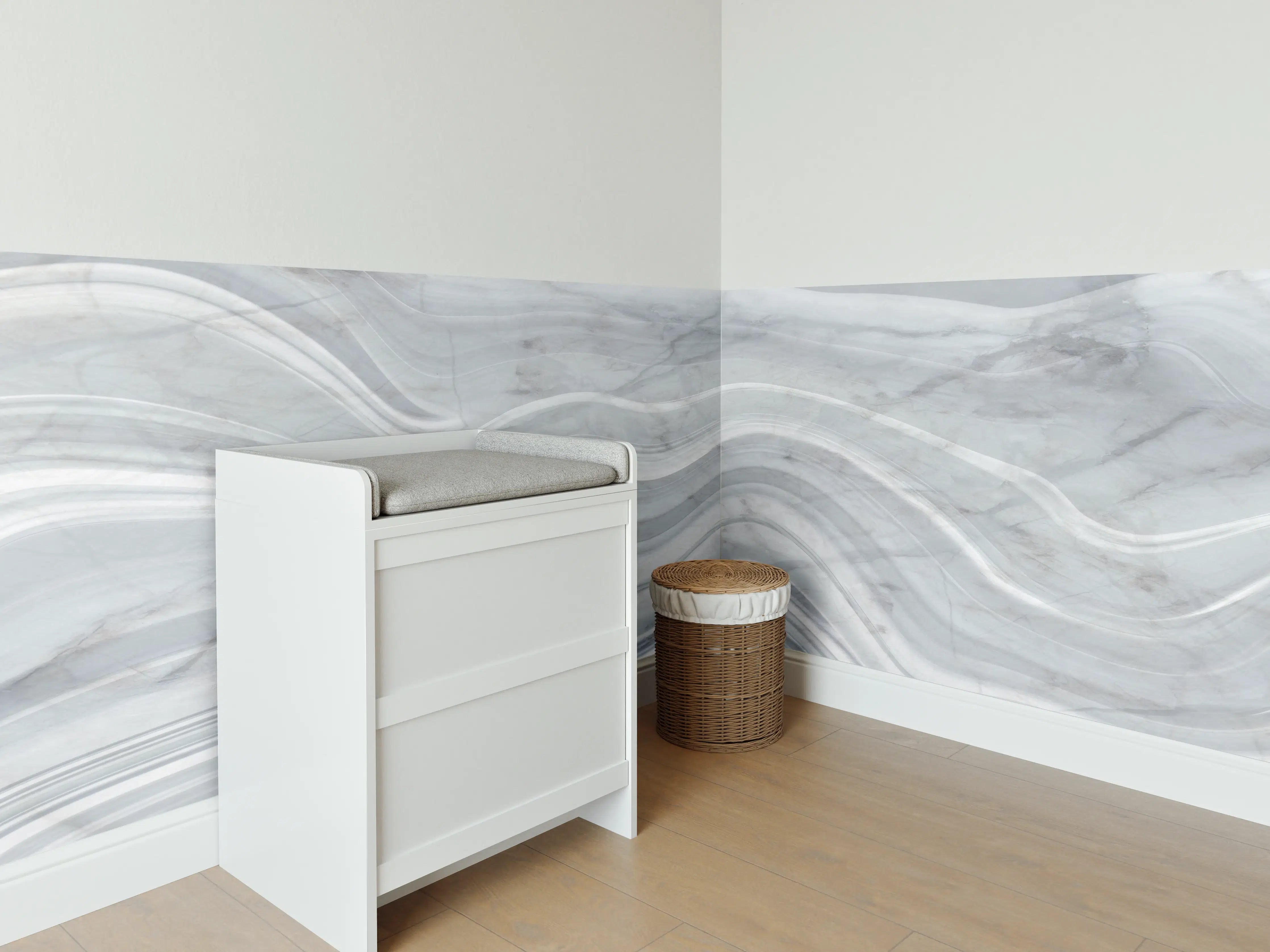 Babyzimmer Wandgestaltung - Graue wellenförmige Marmor Textur