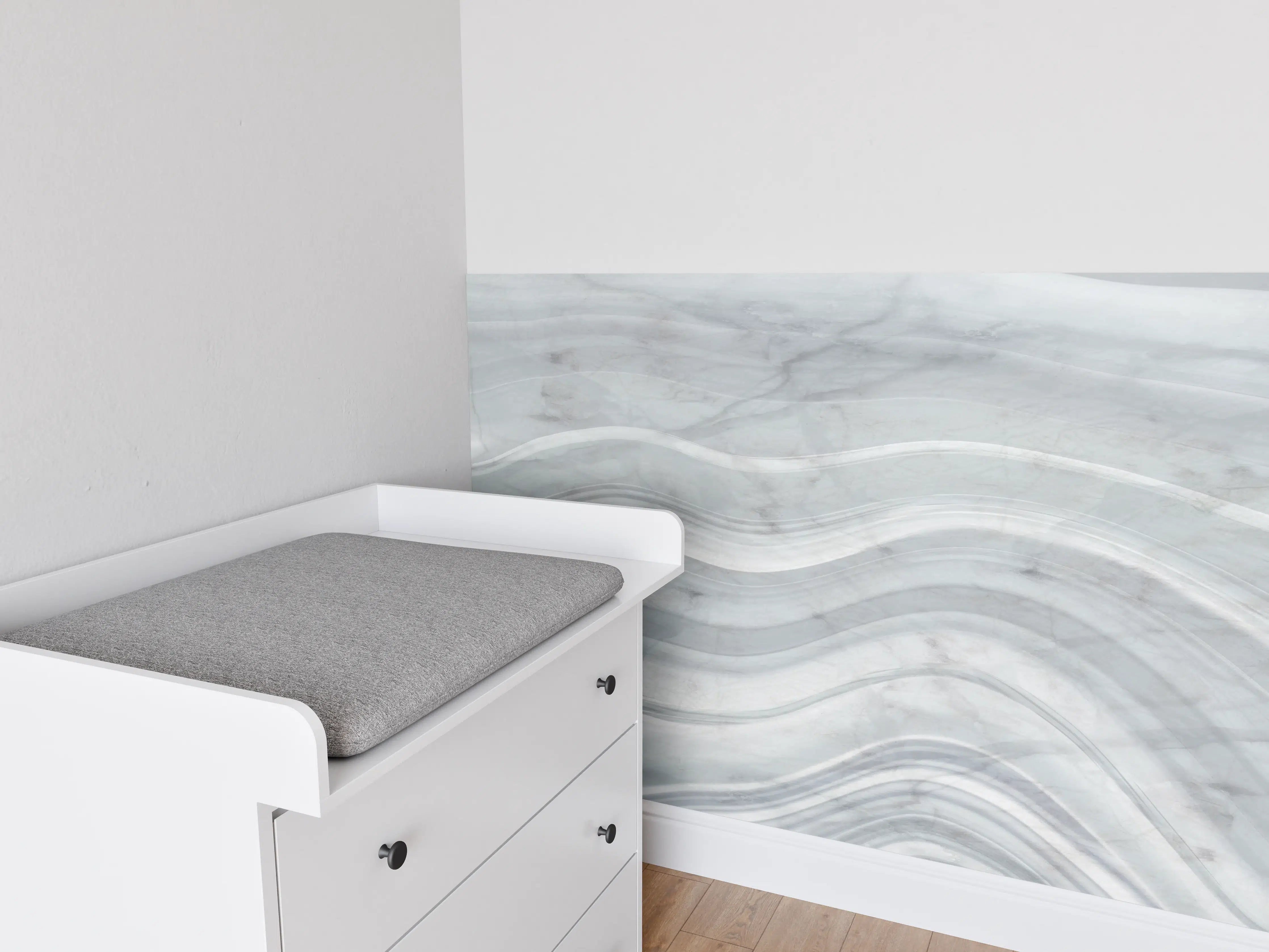 Babyzimmer Wandgestaltung - Graue wellenförmige Marmor Textur