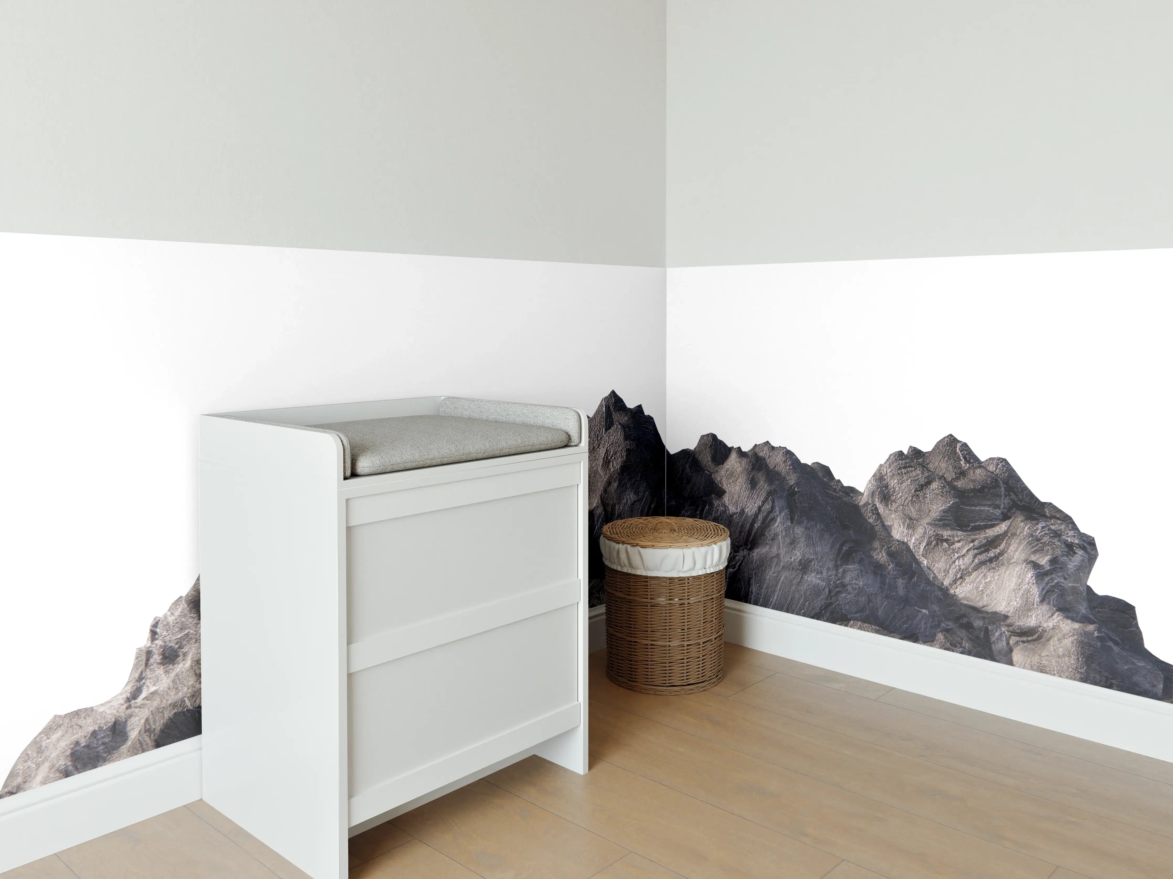 Babyzimmer Wandgestaltung - Grauer Gebirgslandschaft Ausschnitt