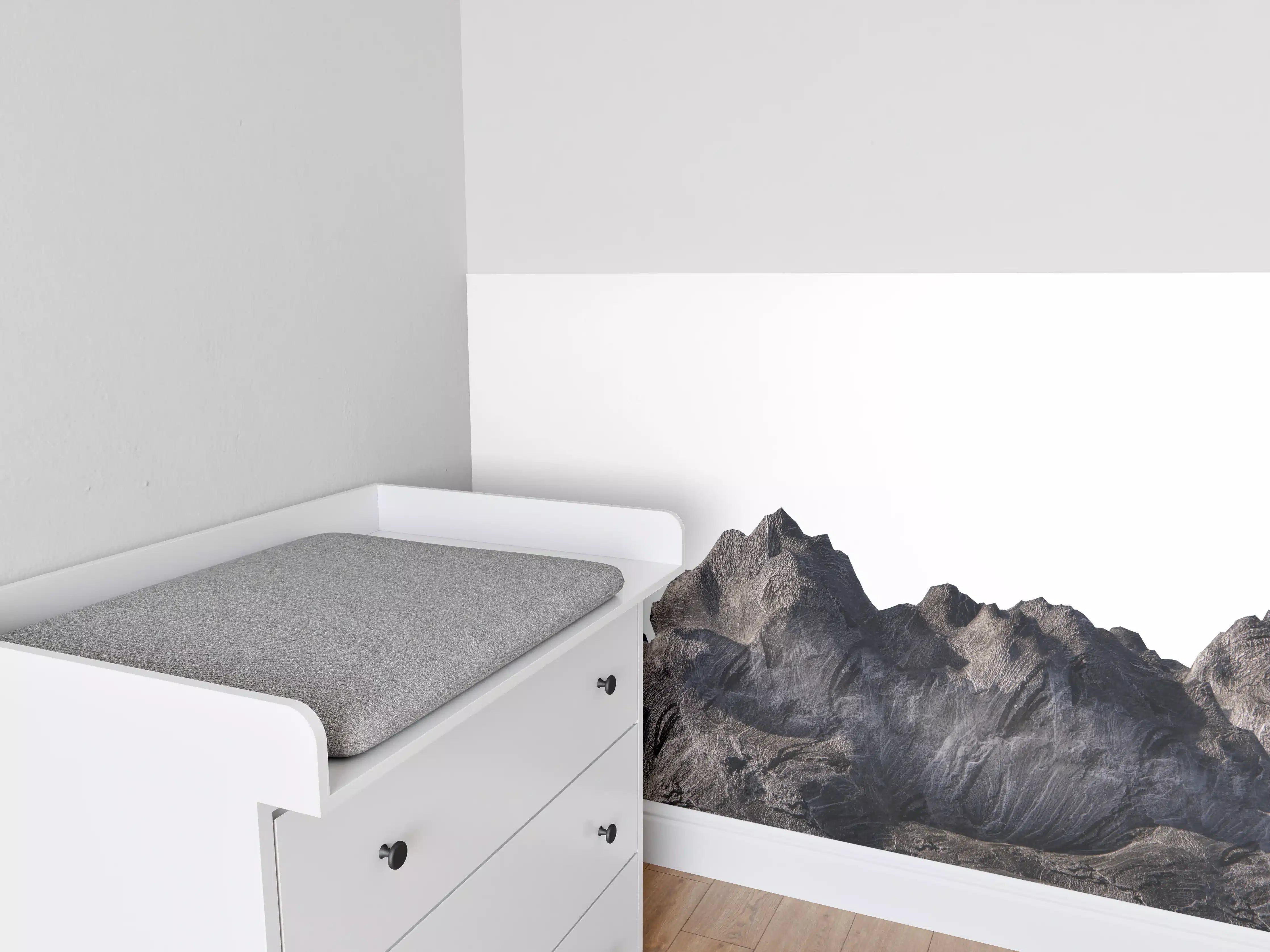 Babyzimmer Wandgestaltung - Grauer Gebirgslandschaft Ausschnitt