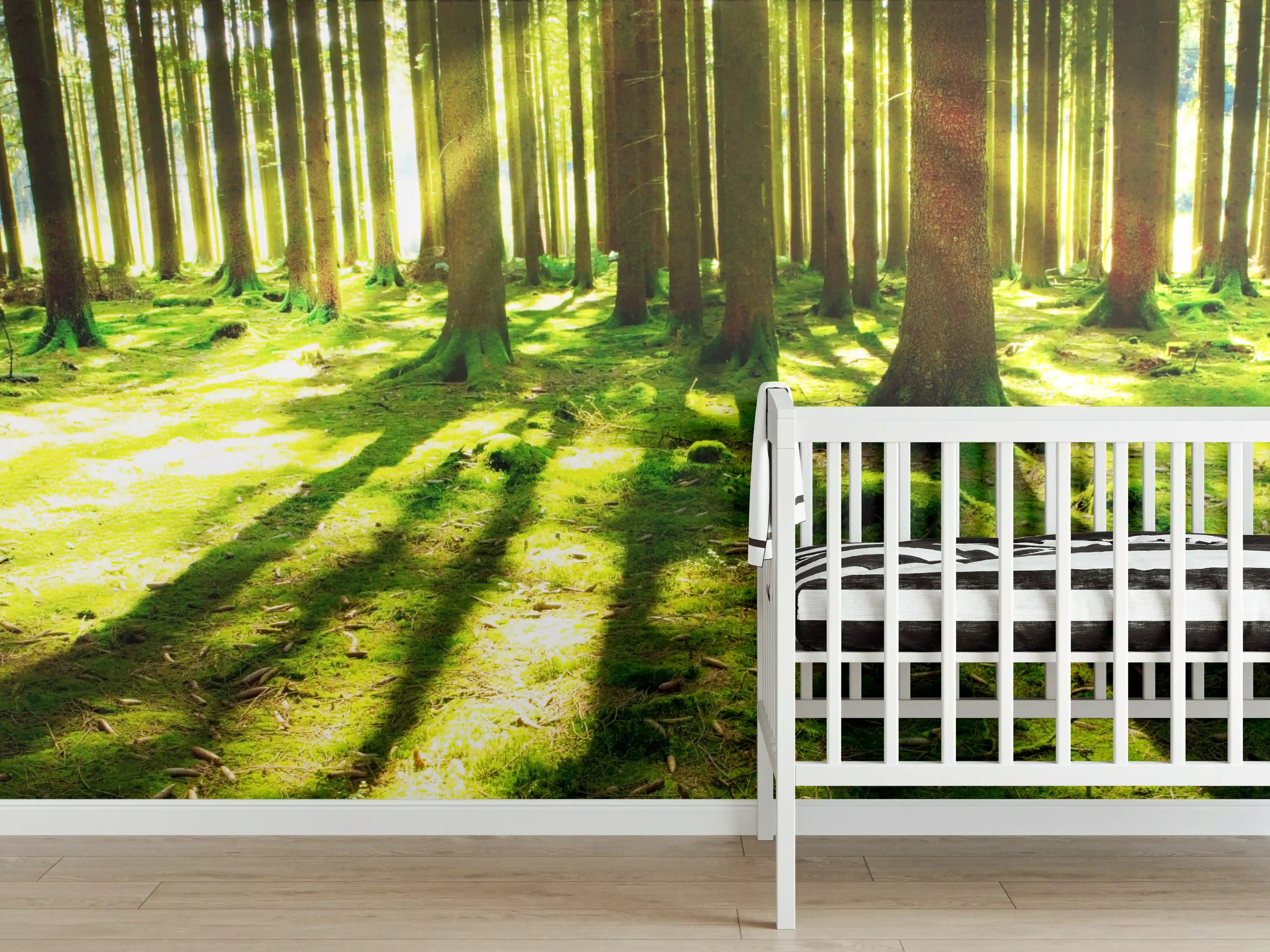 Babyzimmer Wandgestaltung - Grauer Hauch im Walddämmerlicht