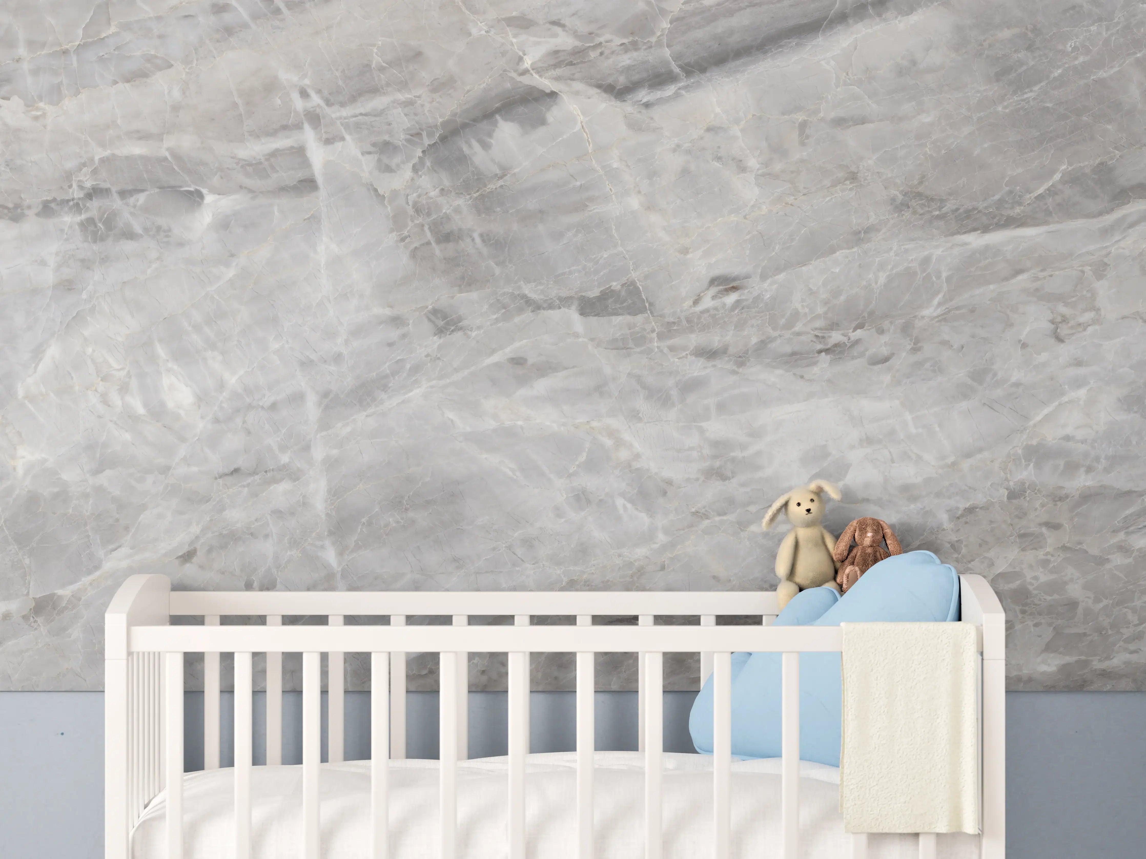 Babyzimmer Wandgestaltung - Grauer Marmor - Granit