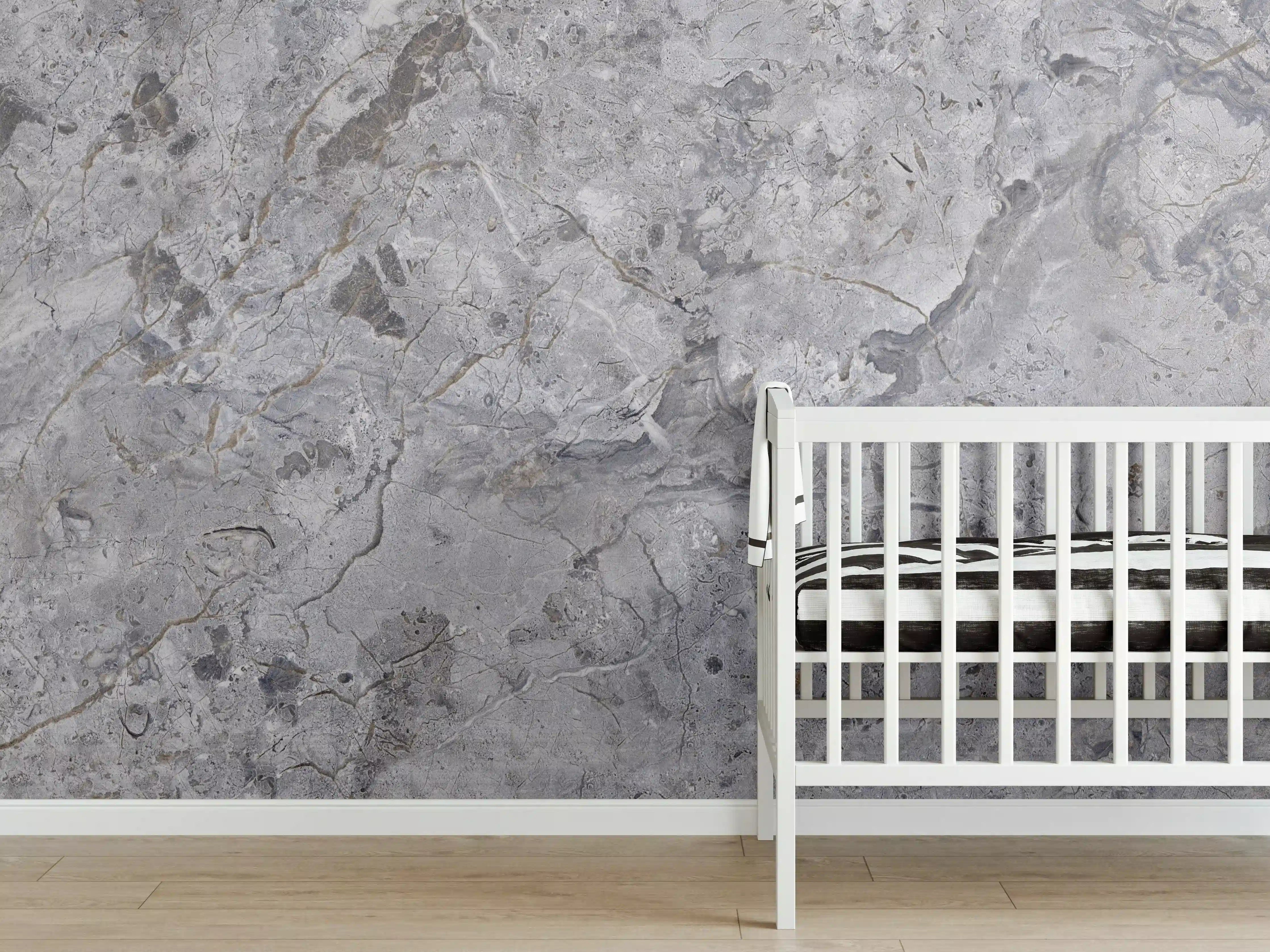 Babyzimmer Wandgestaltung - Grauer Marmor